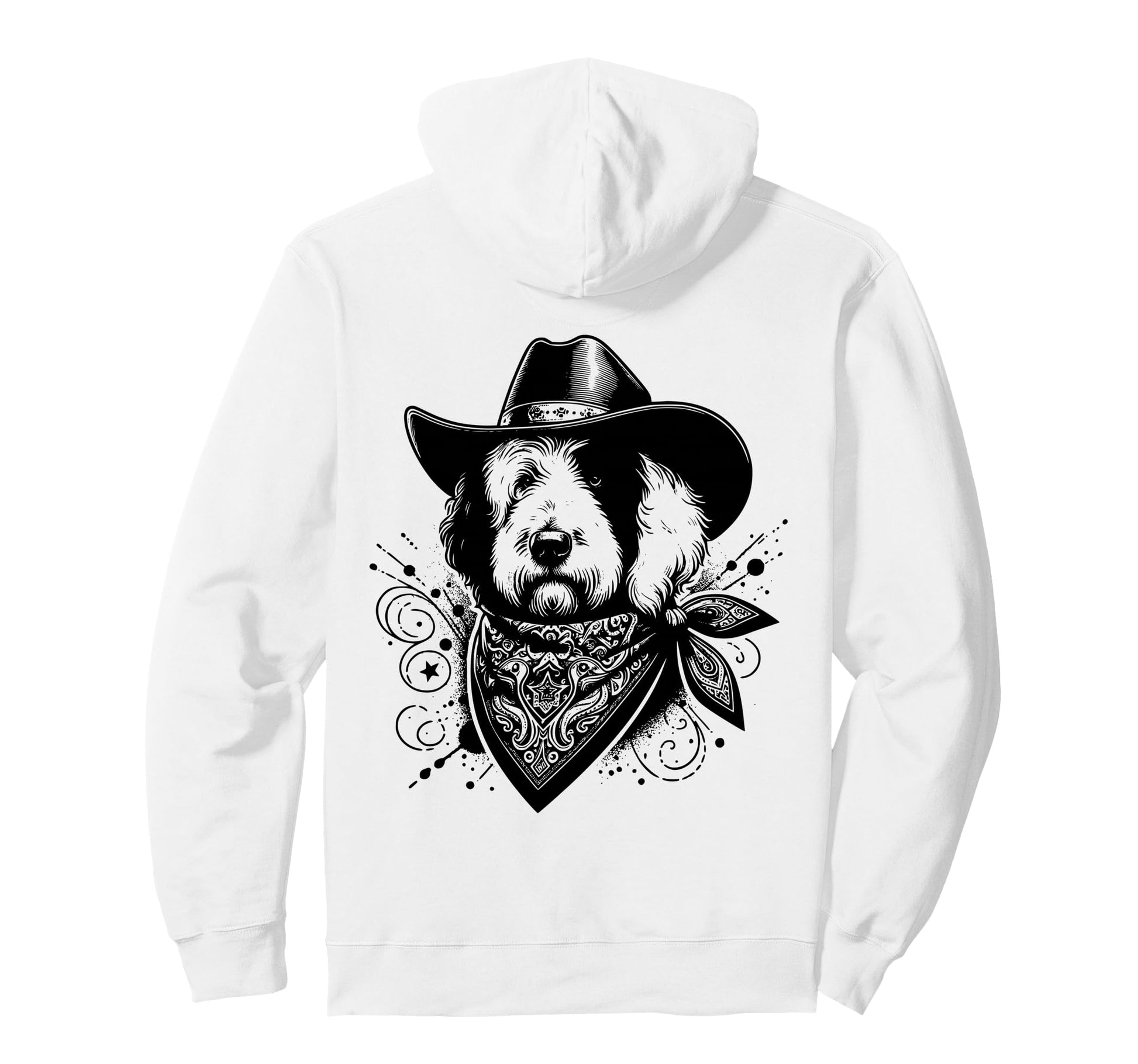 Old English Sheepdog Western Cowboy 90S Hoodie - Novelty Apparel Unisex - T-Shirt, Sweatshirt, Hoodie