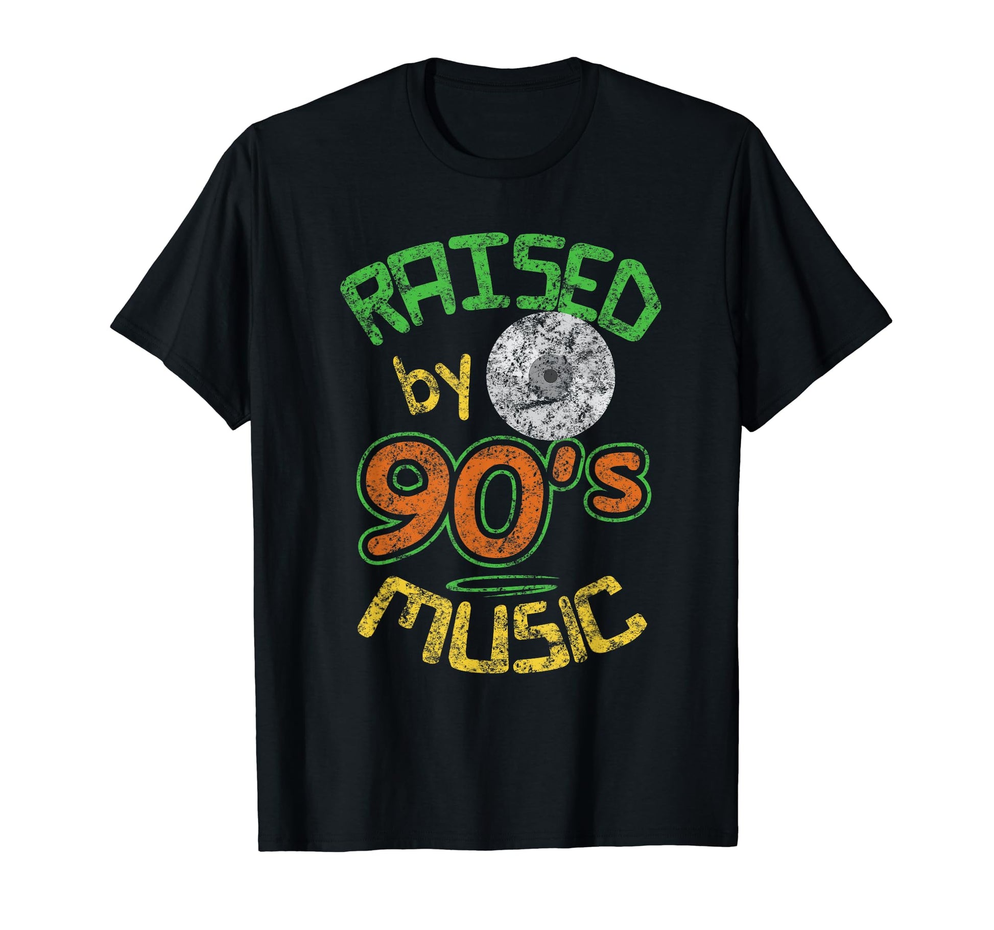 Raised 90S Music Faded Old School T-Shirt - Fun Novelty Design for Adults - T-Shirt, Sweatshirt, Hoodie