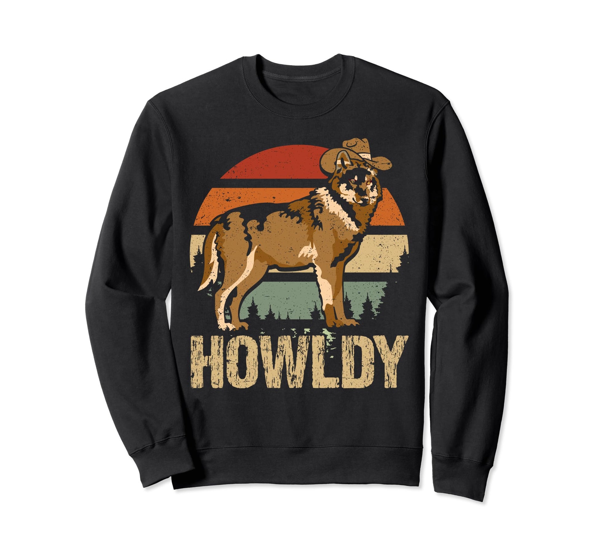 Howldy Howdy Howl Wolf Country Music Sweatshirt - Graphic Print for Adults - T-Shirt, Sweatshirt, Hoodie