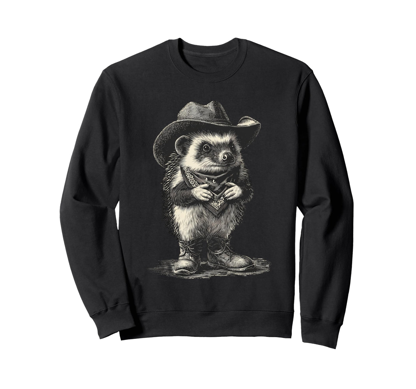 Country Cowboy Hedgehog Rodeo Sweatshirt - Casual Everyday Wear Unisex - T-Shirt, Sweatshirt, Hoodie