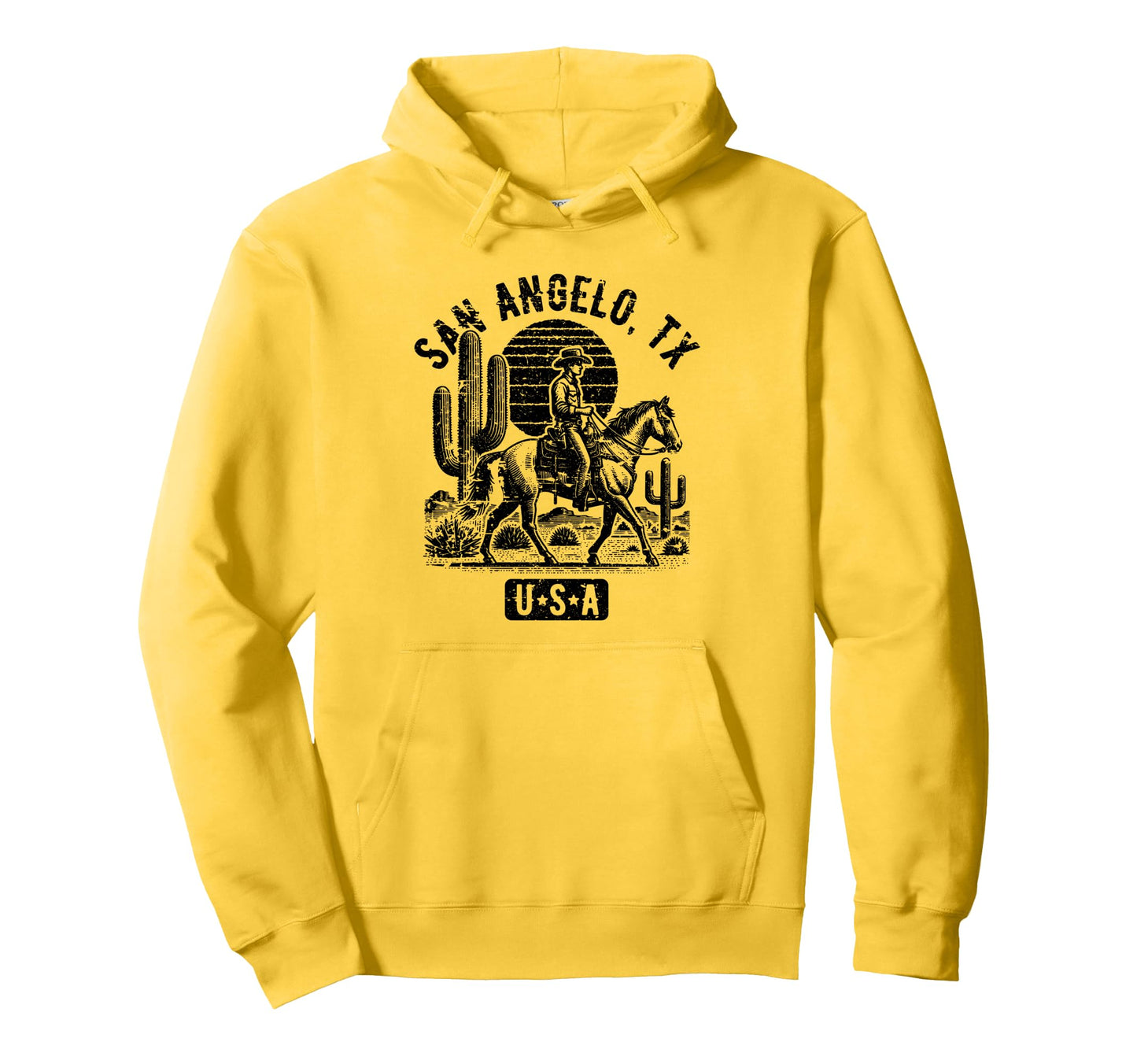 San Angelo Tx Usa Cowboy Horse Hoodie - Aesthetic Graphic Unisex - T-Shirt, Sweatshirt, Hoodie