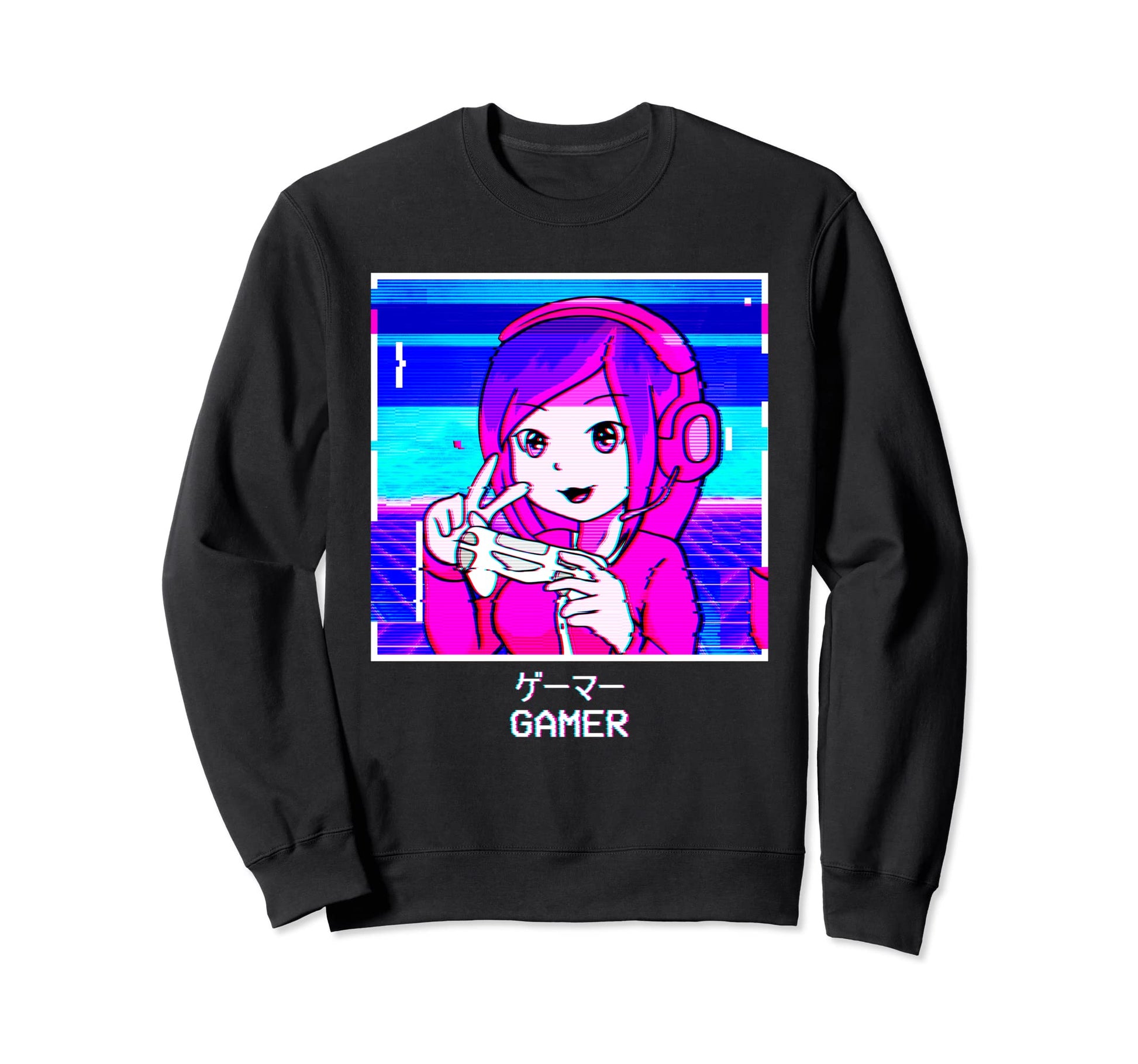Gamer Anime Japanese Vaporwave Sweatshirt - Trendy Graphic Unisex - T-Shirt, Sweatshirt, Hoodie