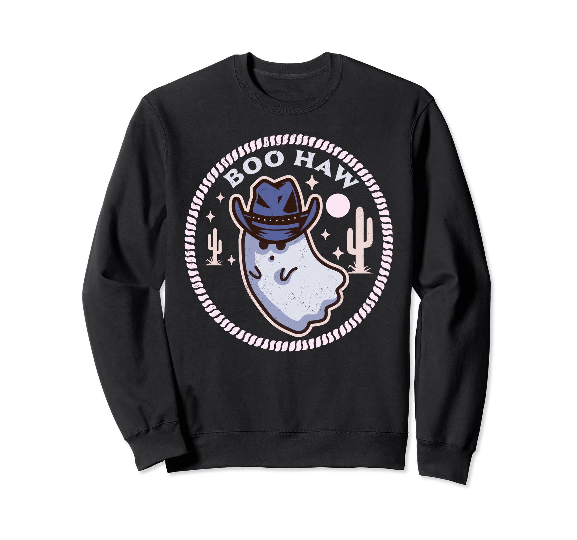 Boohaw Western Ghost Halloween Sweatshirt - Graphic Print for Adults - T-Shirt, Sweatshirt, Hoodie