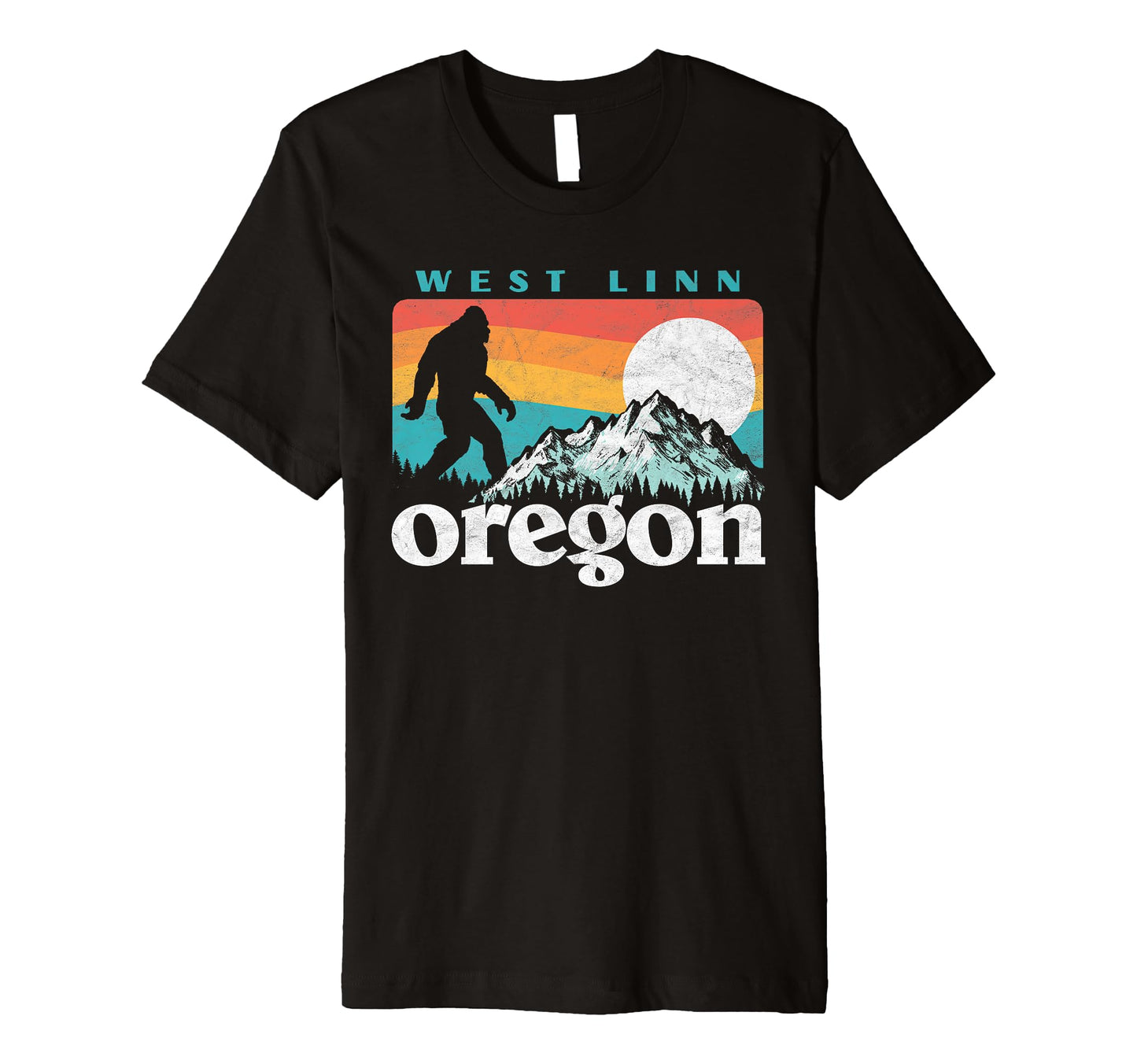 West Linn Oregon 80S Bigfoot Mountains T-Shirt - Unique Graphic for Adults - T-Shirt, Sweatshirt, Hoodie