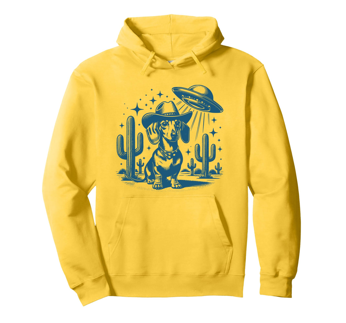 Dachshund Ufo Dachshund Cowboy Dog Hoodie - Aesthetic Graphic Men Women - T-Shirt, Sweatshirt, Hoodie