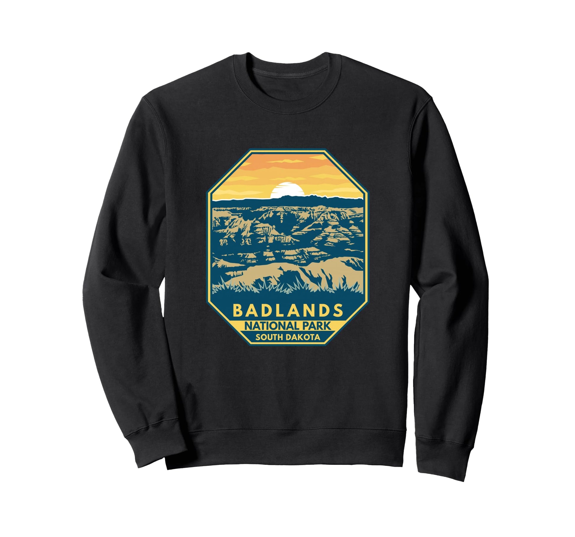 Badlands National Park Sunset Emblem Sweatshirt - Graphic Print Men Women - T-Shirt, Sweatshirt, Hoodie