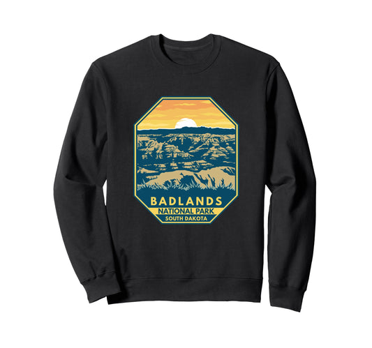 Badlands National Park Sunset Emblem Sweatshirt - Graphic Print Men Women - T-Shirt, Sweatshirt, Hoodie