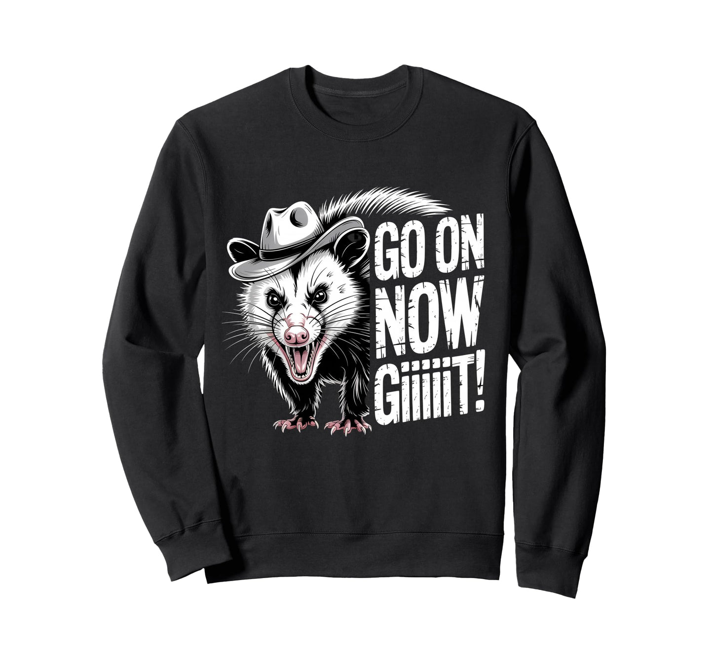 Go Now Git Western Country Possum Sweatshirt - Minimalist Print for Adults - T-Shirt, Sweatshirt, Hoodie