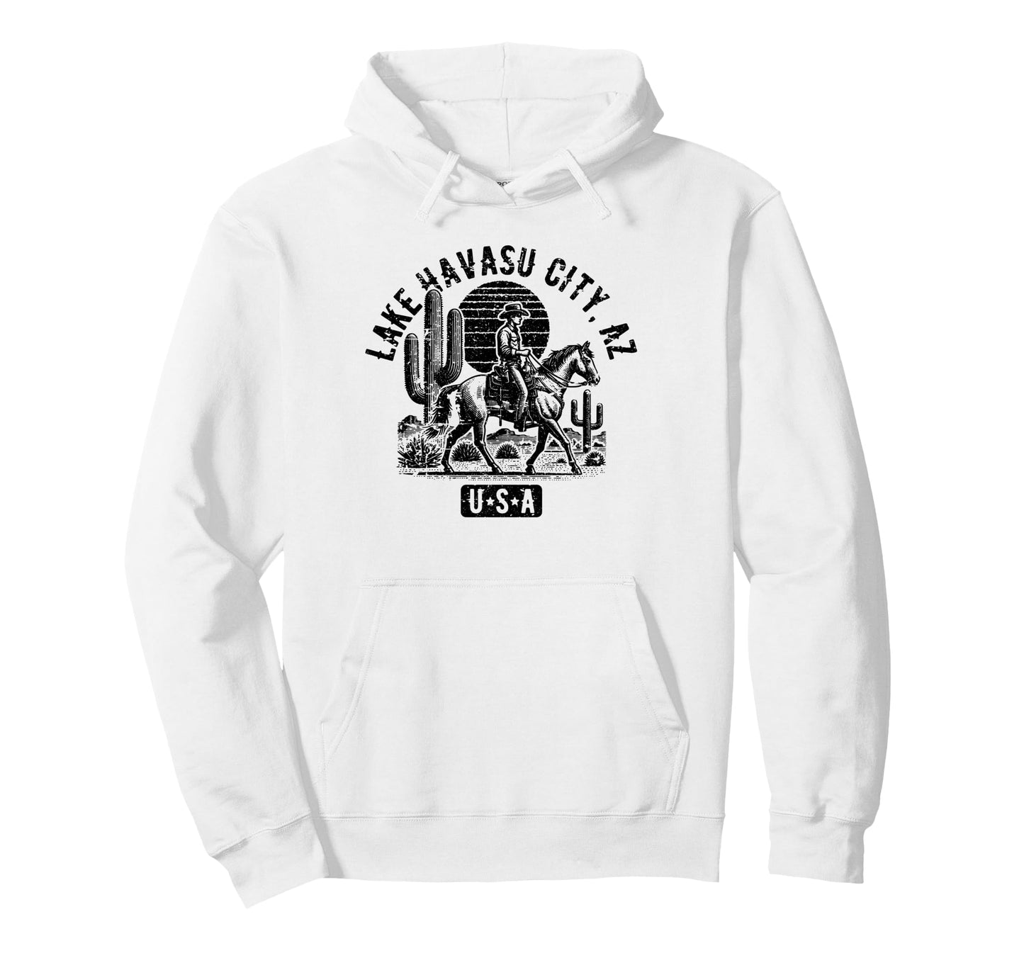 Lake Havasu City Az Usa Cowboy Horse Hoodie - Unique Graphic Men Women - T-Shirt, Sweatshirt, Hoodie