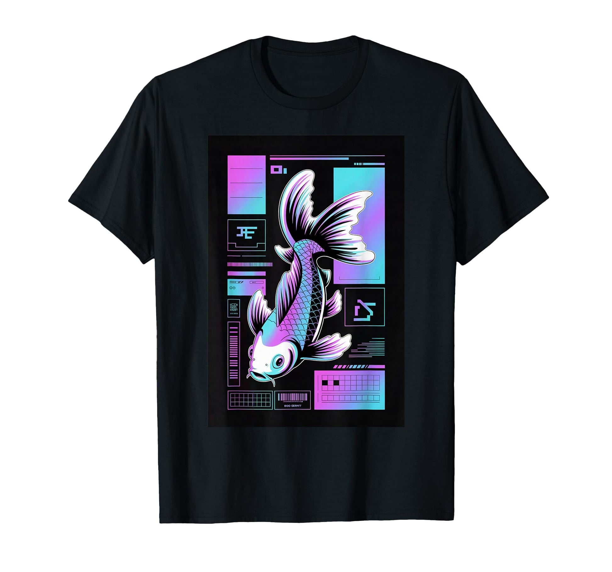 Cyberpunk Aquarium Koi Fish Vaporwave T-Shirt - Custom Art Print Men Women - T-Shirt, Sweatshirt, Hoodie