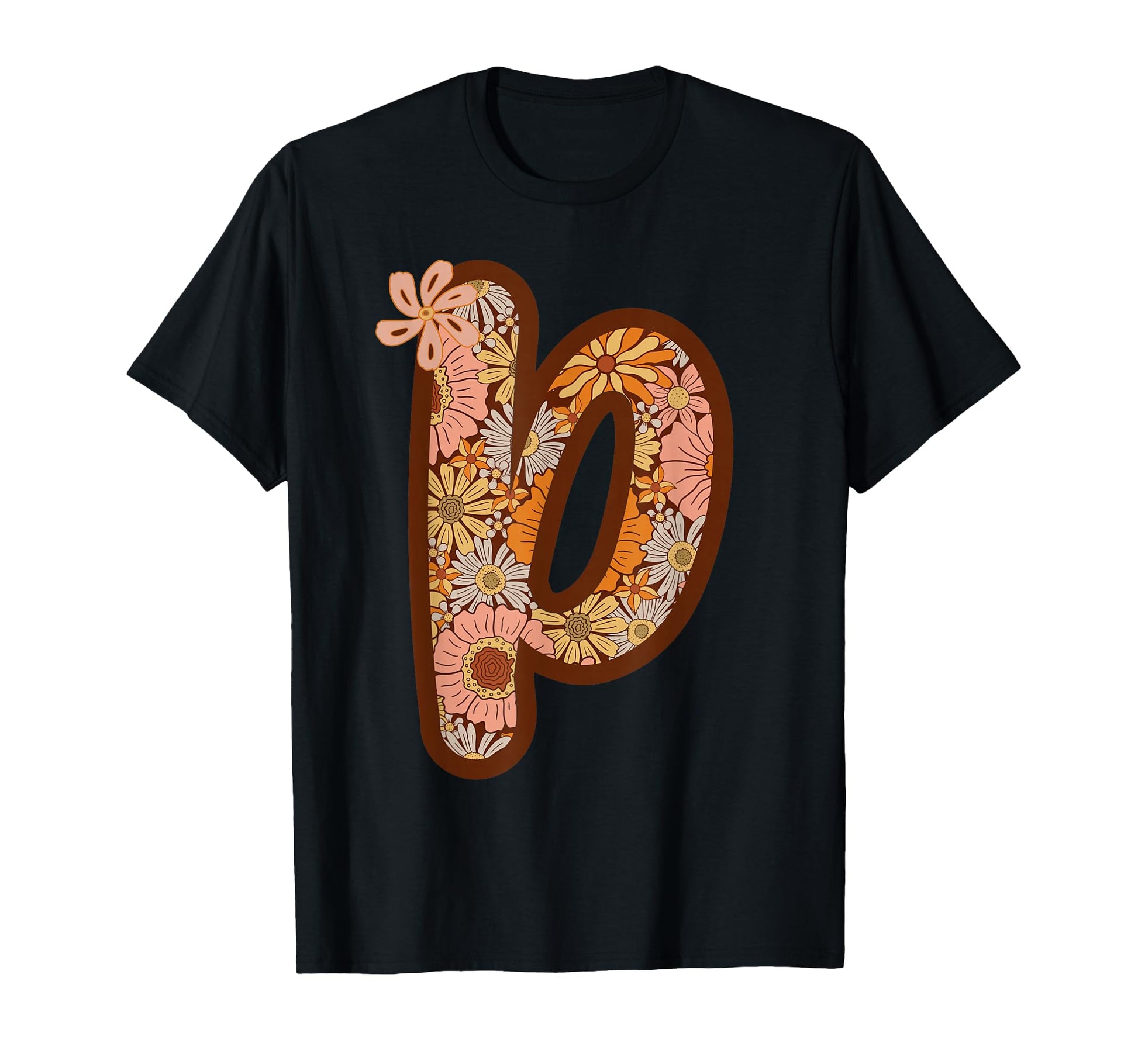 Floral Letter P Boho Botanical Alphabet T-Shirt - Streetwear Style Unisex - T-Shirt, Sweatshirt, Hoodie