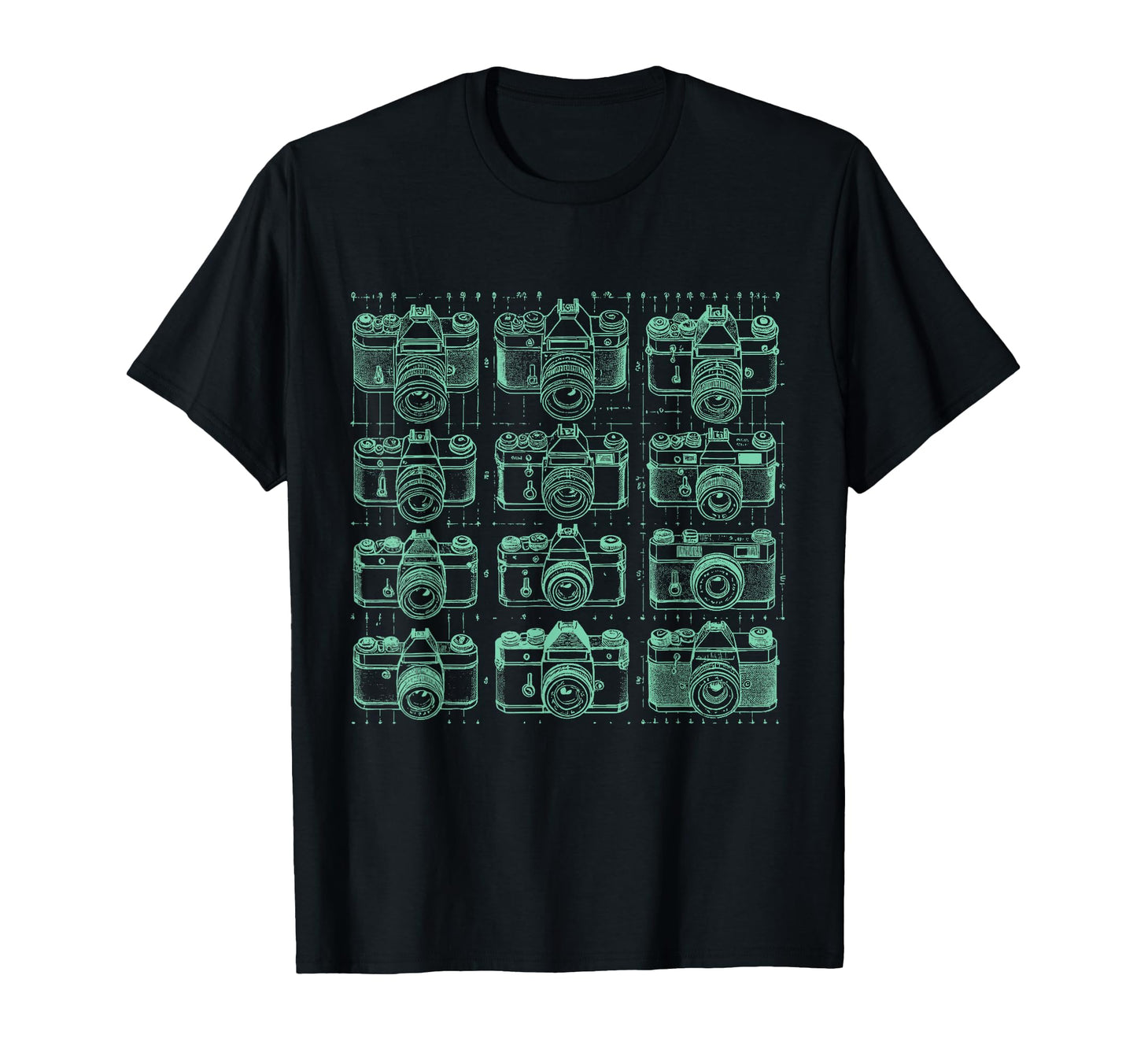 Camera Grid Teal T-Shirt - Casual Everyday Wear Unisex - T-Shirt, Sweatshirt, Hoodie
