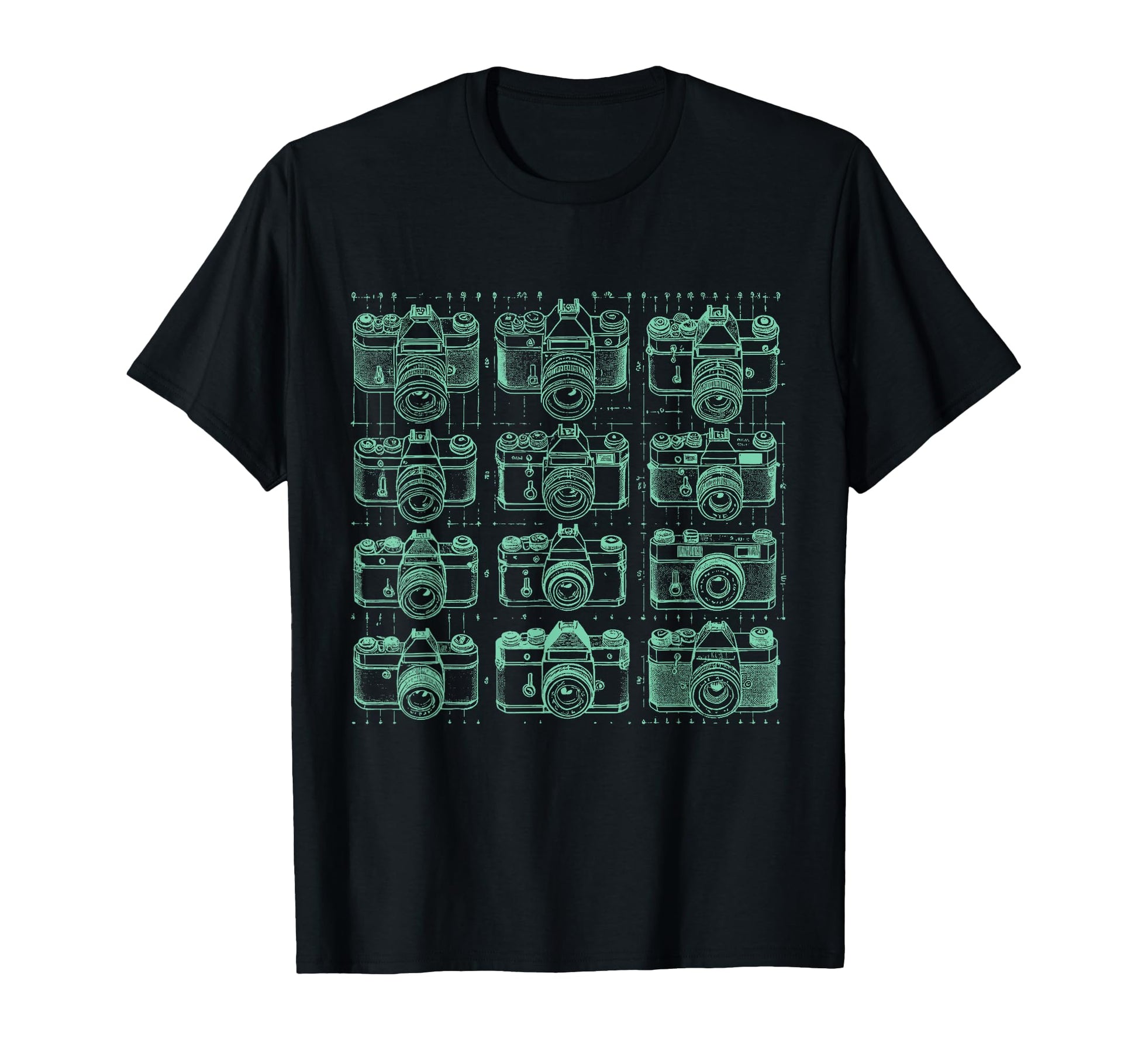Camera Grid Teal T-Shirt - Casual Everyday Wear Unisex - T-Shirt, Sweatshirt, Hoodie