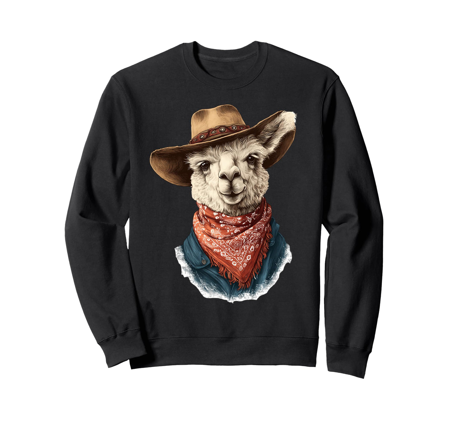 Country Cowboy Llama Alpaca Rodeo Sweatshirt - Custom Art Print for Adults - T-Shirt, Sweatshirt, Hoodie