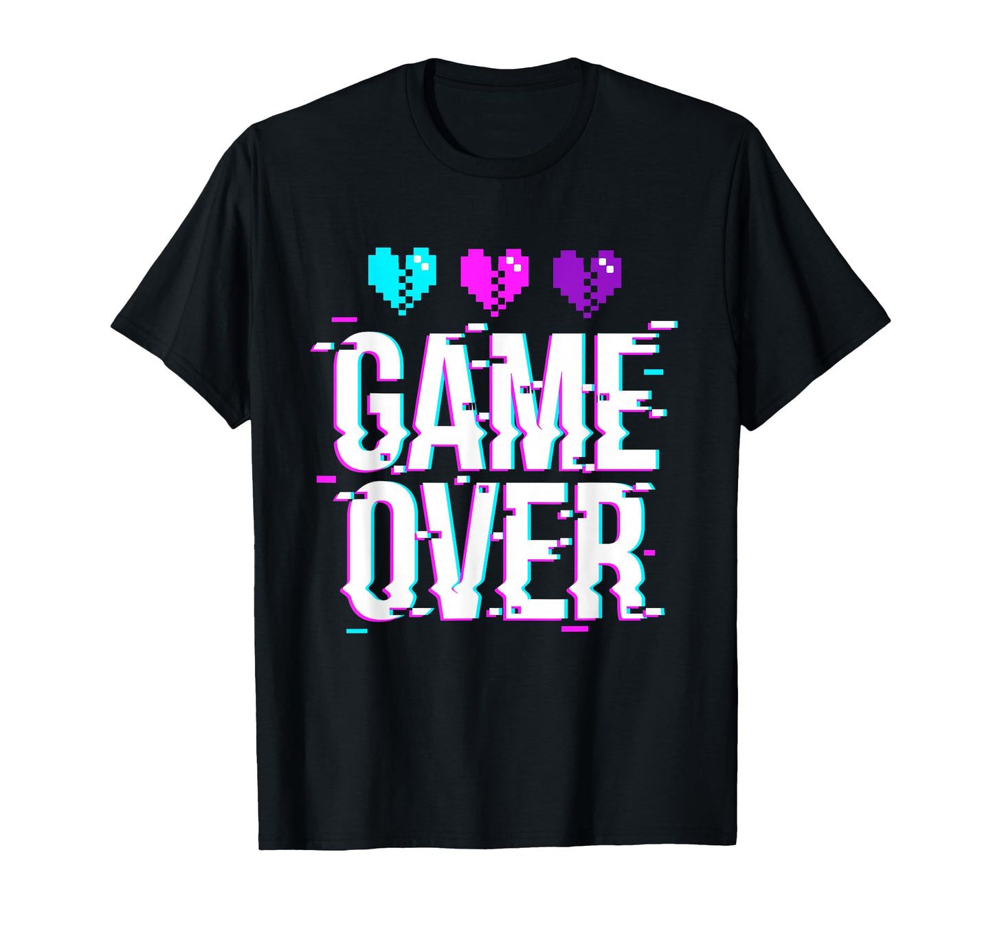 Game Over Pixel Art Glitch Aesthetic T-Shirt - Graphic Print Men Women - T-Shirt, Sweatshirt, Hoodie