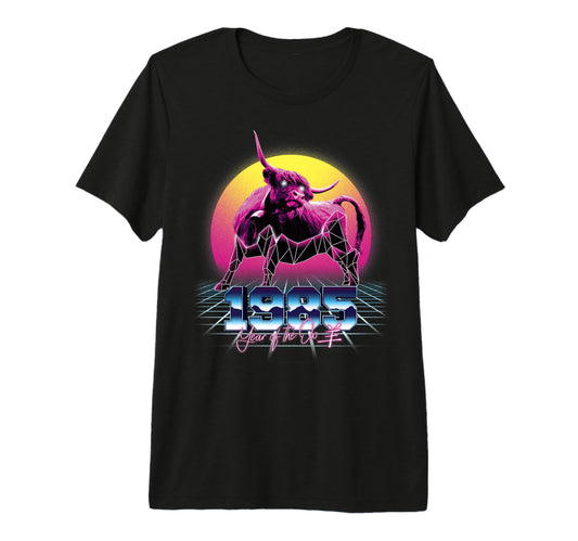 1985 Year Ox 80S Chinese Zodiac T-Shirt - Minimalist Print for Adults - T-Shirt, Sweatshirt, Hoodie