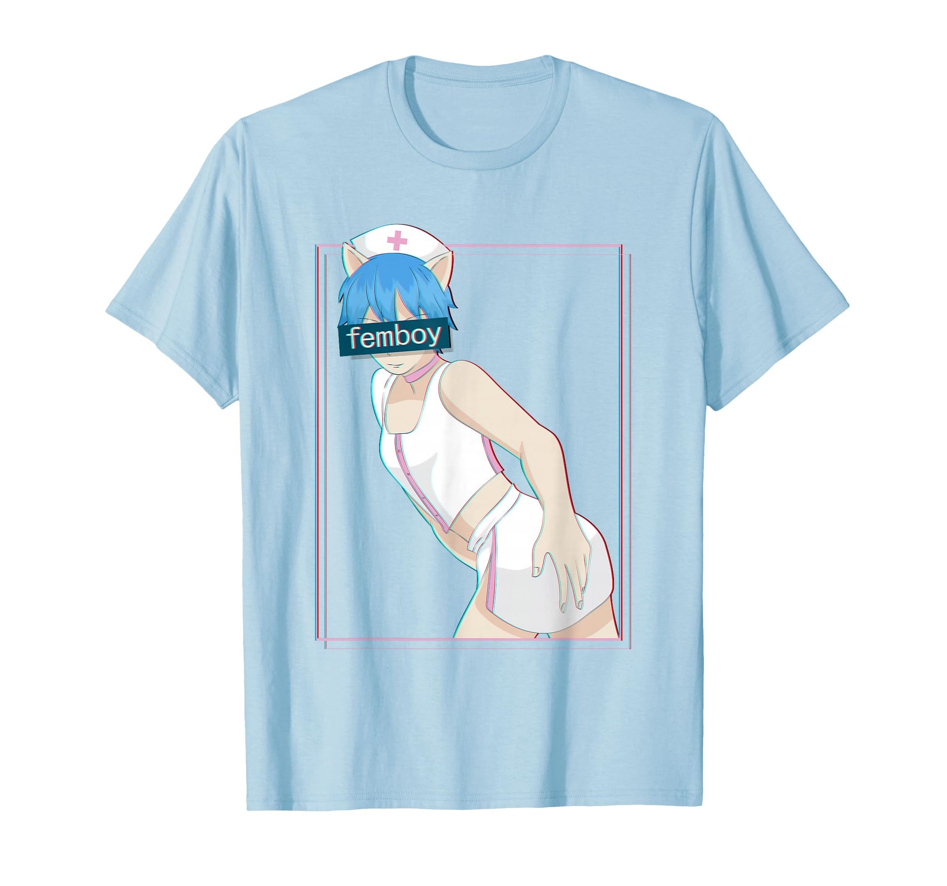 Femboy Nurse Anime Neko Vaporwave T-Shirt - Fun Novelty Design for Adults - T-Shirt, Sweatshirt, Hoodie
