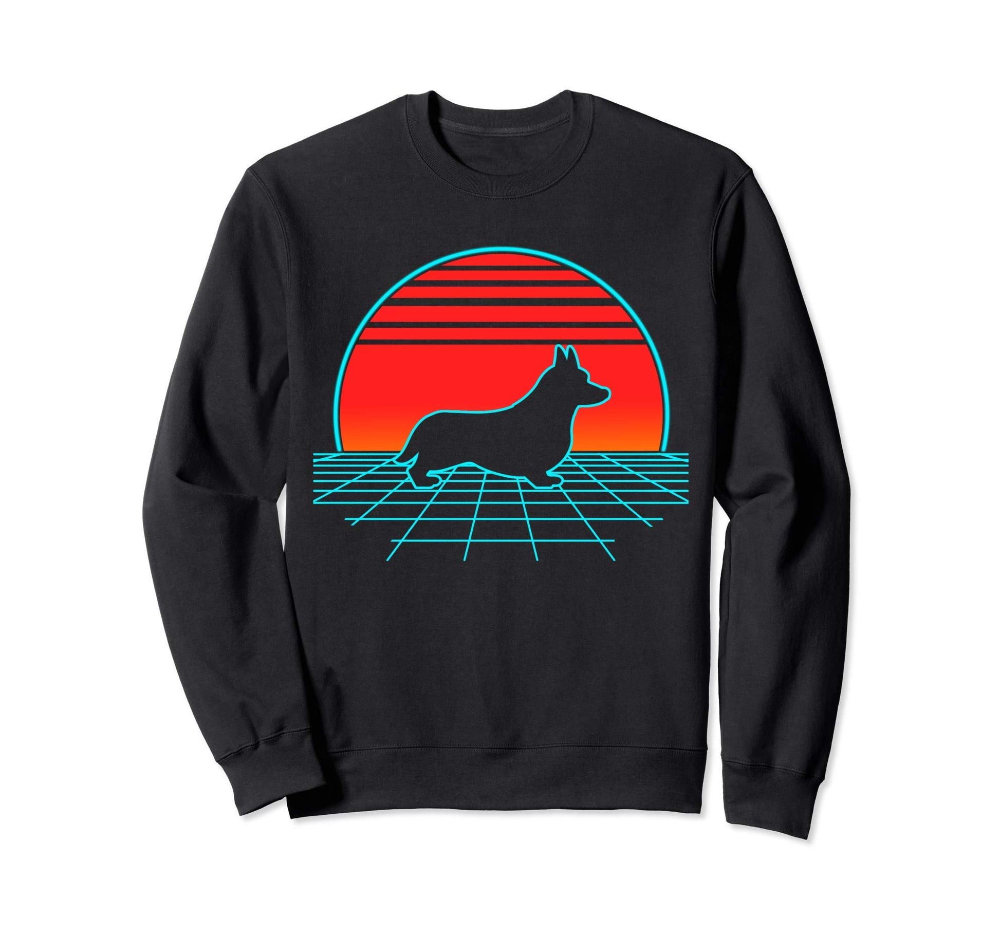 Corgi 80S Vaporwave Pembroke Welsh Sweatshirt - Fun Novelty Design Unisex - T-Shirt, Sweatshirt, Hoodie