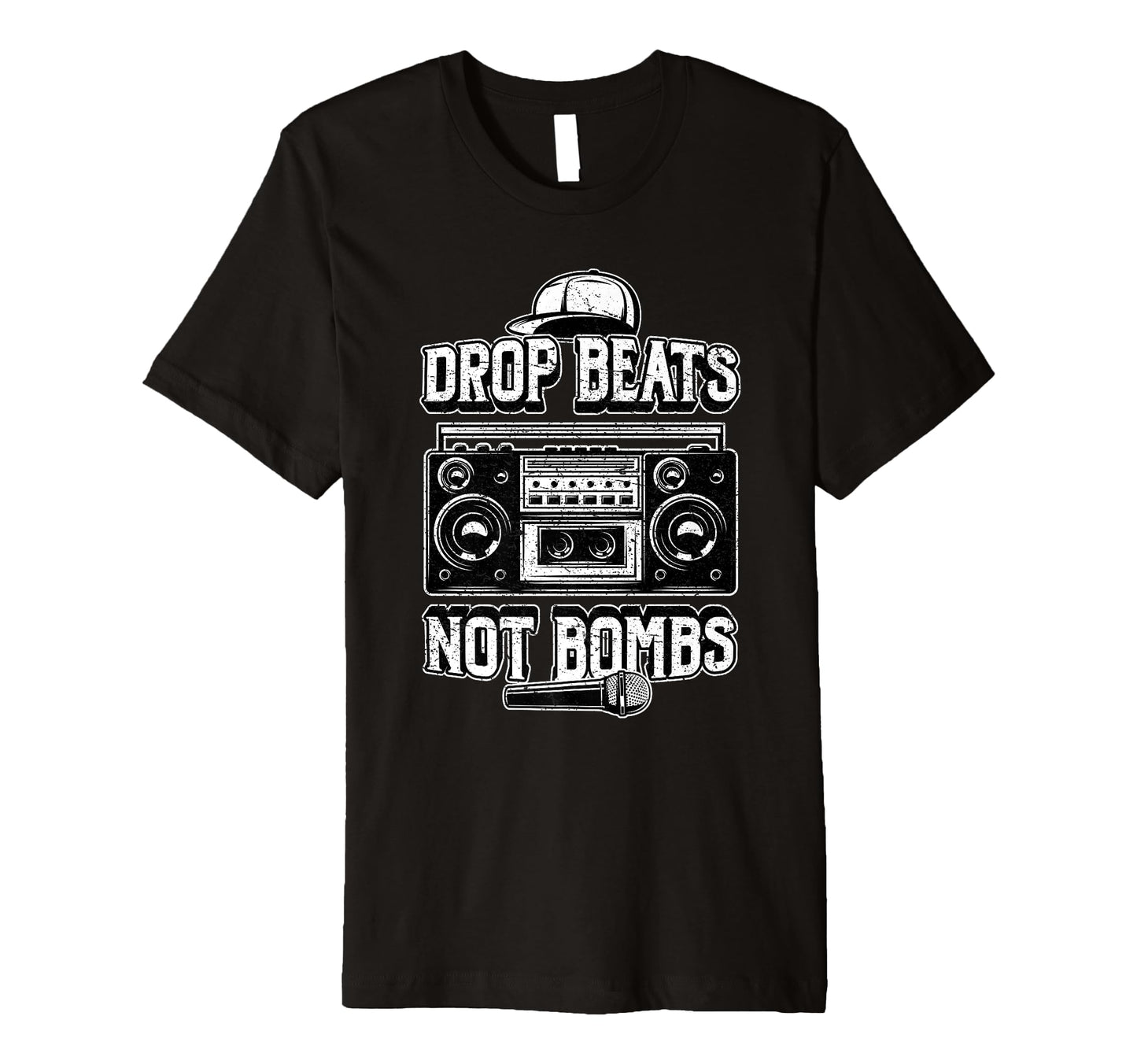 Drop Beats Not Bombs Anti War Boombox T-Shirt - Custom Art Print Men Women - T-Shirt, Sweatshirt, Hoodie