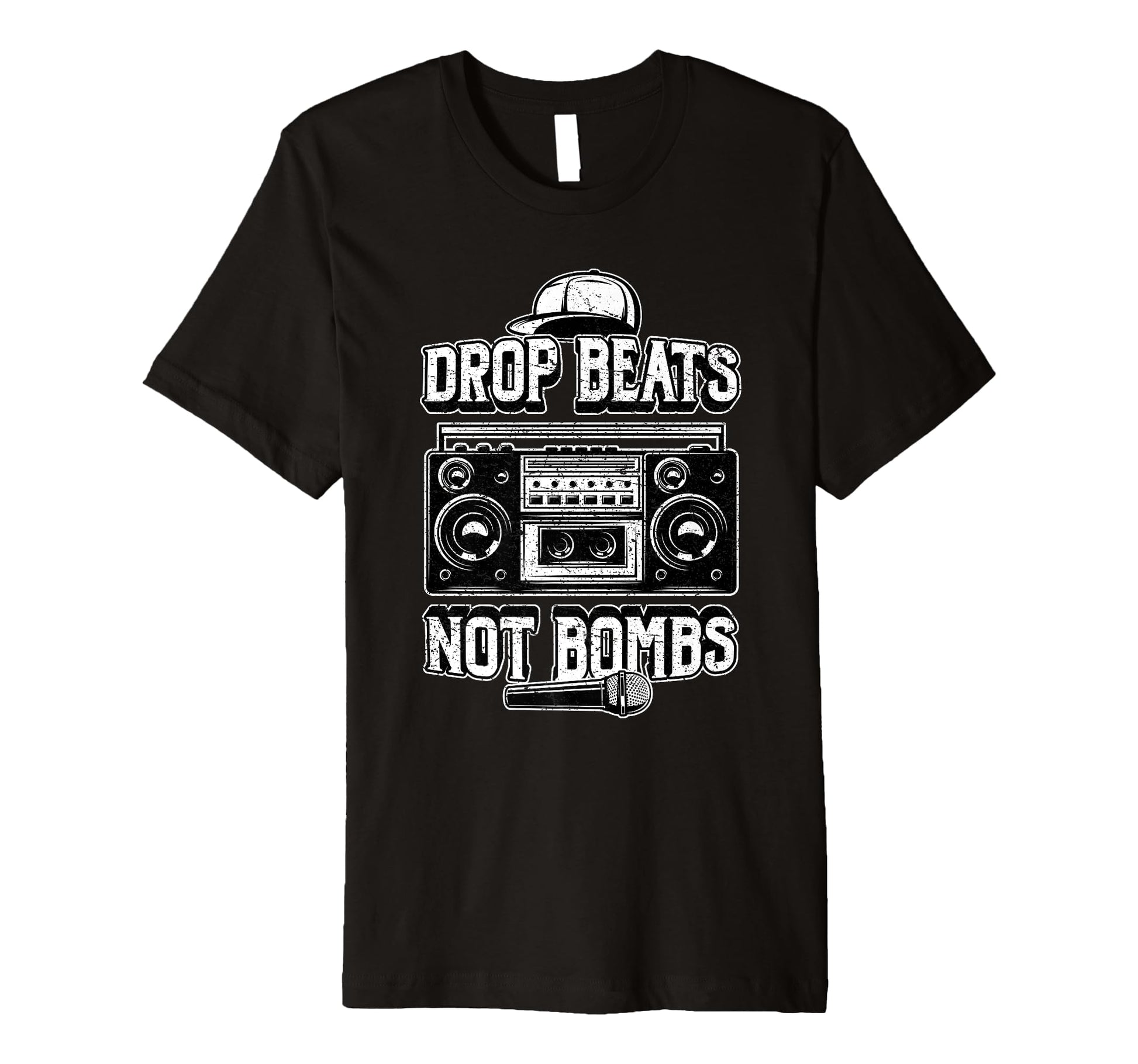 Drop Beats Not Bombs Anti War Boombox T-Shirt - Custom Art Print Men Women - T-Shirt, Sweatshirt, Hoodie