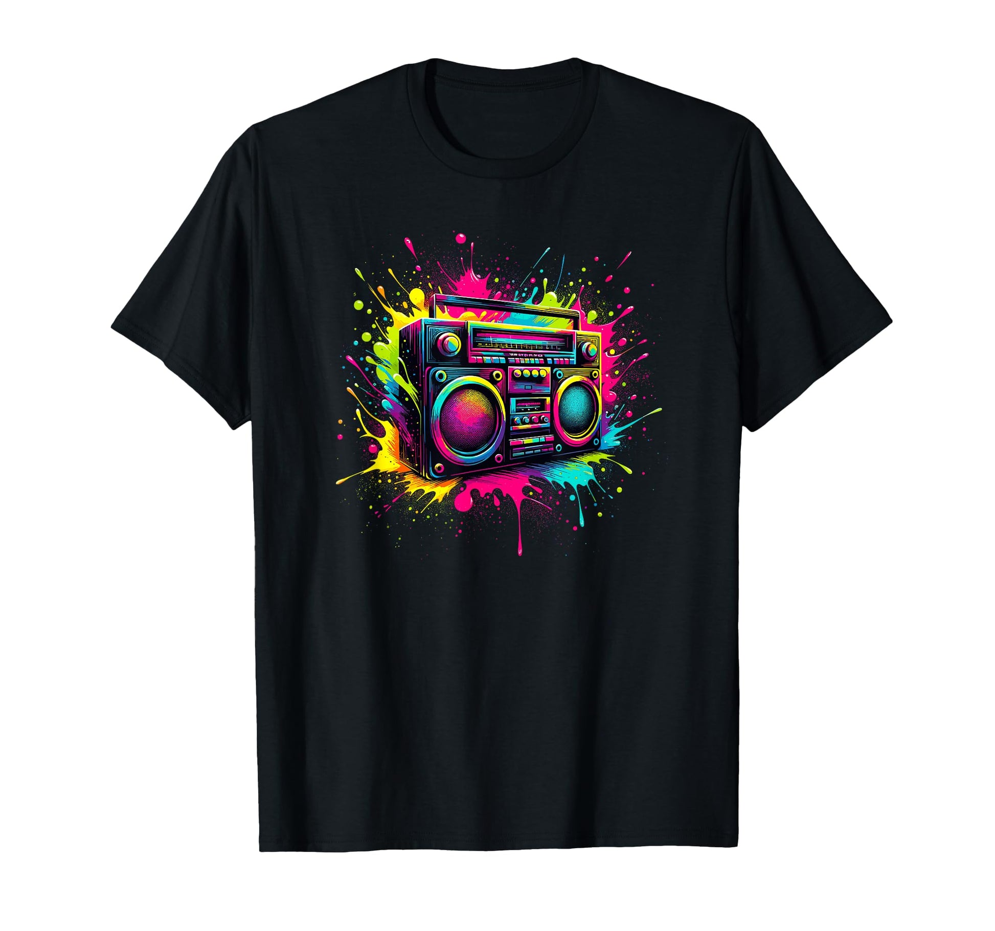 Splash Art Boombox Old School 80S Music T-Shirt - Unique Graphic Unisex - T-Shirt, Sweatshirt, Hoodie