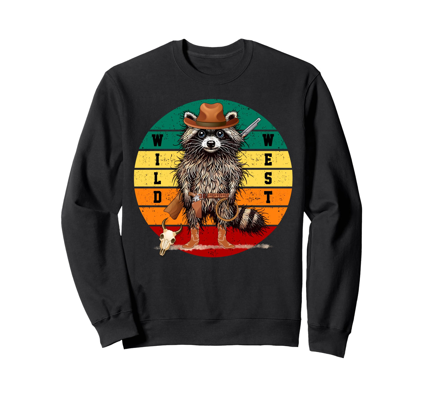 Raccoon Funny Wild West Racoon Sweatshirt - Novelty Apparel for Adults - T-Shirt, Sweatshirt, Hoodie