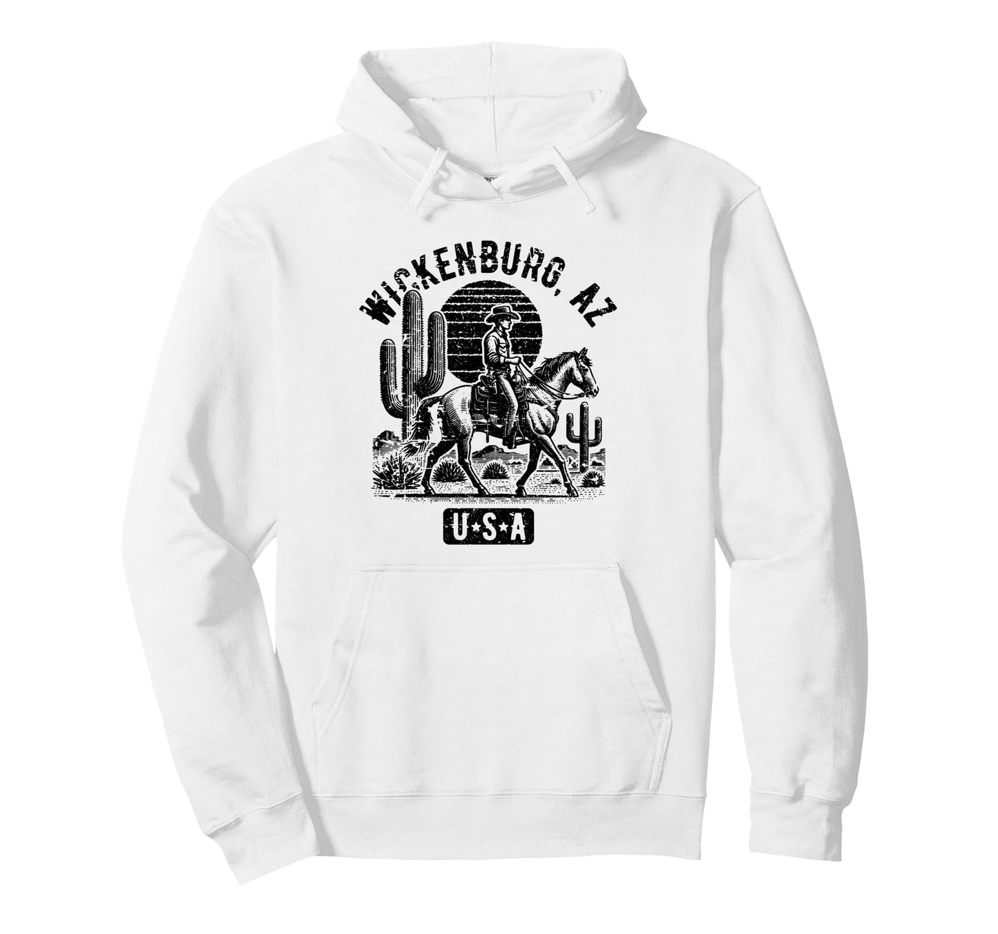 Wickenburg Arizona Usa Cowboy Horse Hoodie - Graphic Print for Adults - T-Shirt, Sweatshirt, Hoodie