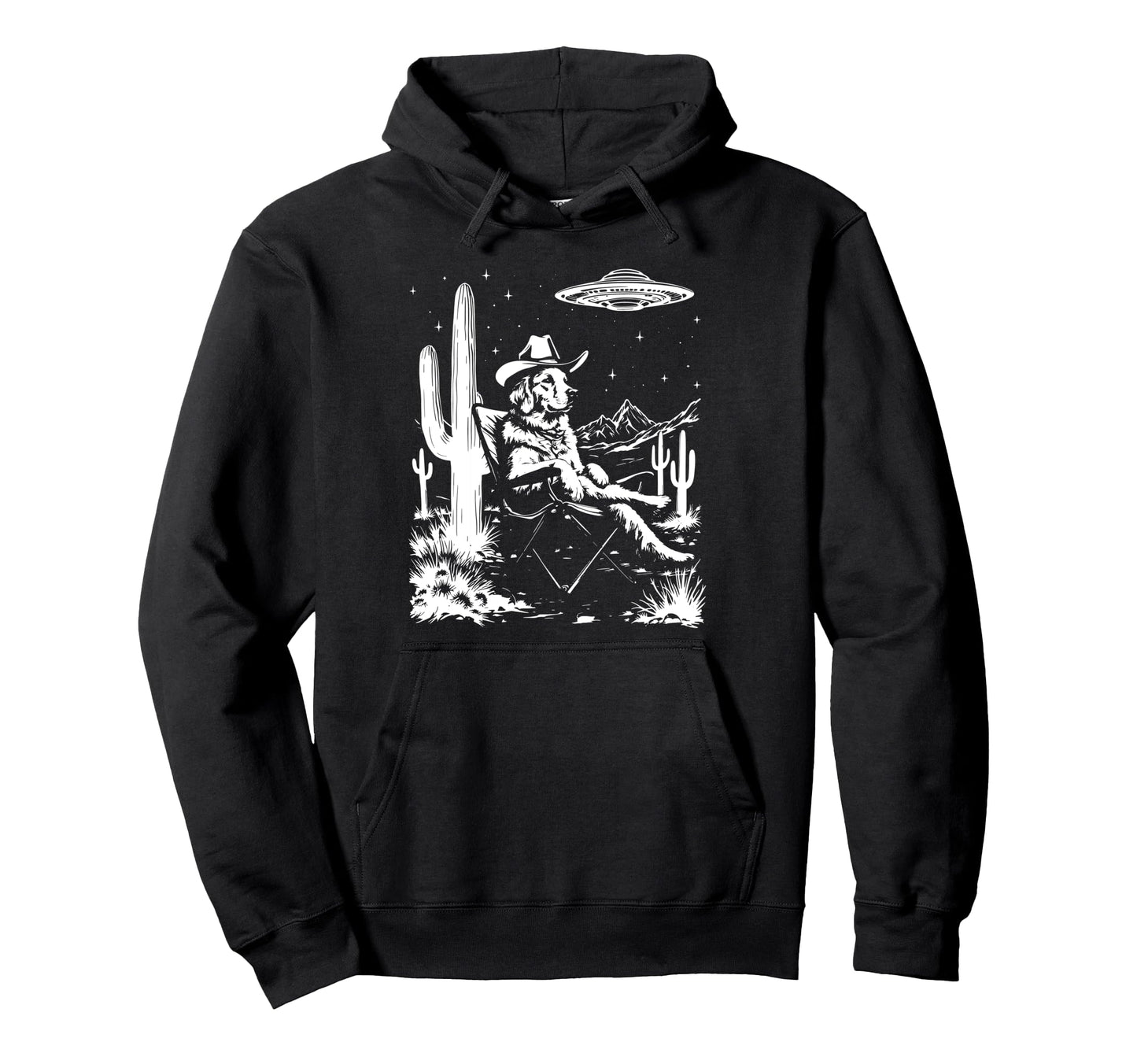 Howdy Golden Retriever Ufo Cowboy Hat Hoodie - Novelty Apparel Men Women - T-Shirt, Sweatshirt, Hoodie