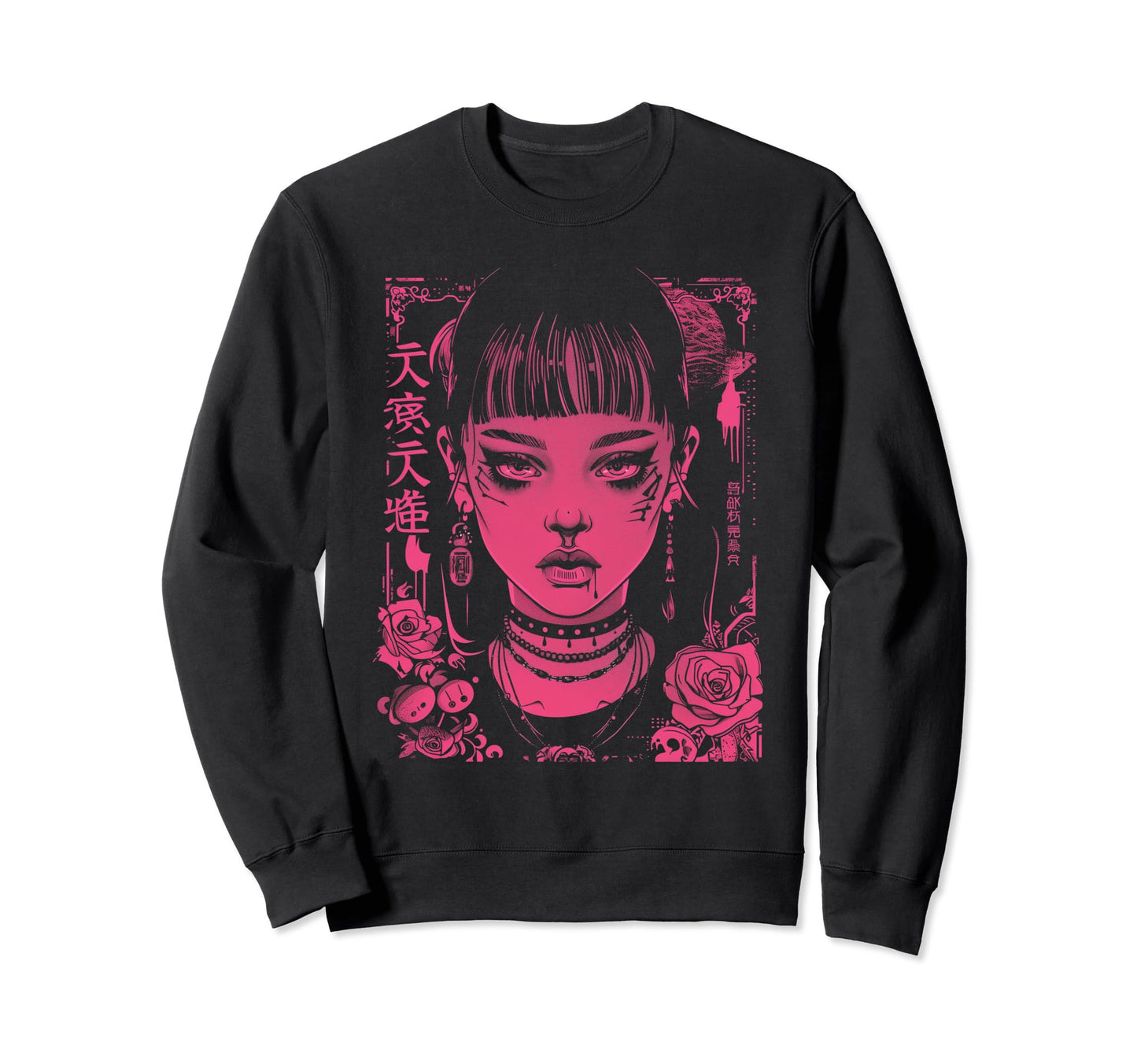 Goth Grunge Demon Anime Waifu Sweatshirt - Custom Art Print for Adults - T-Shirt, Sweatshirt, Hoodie