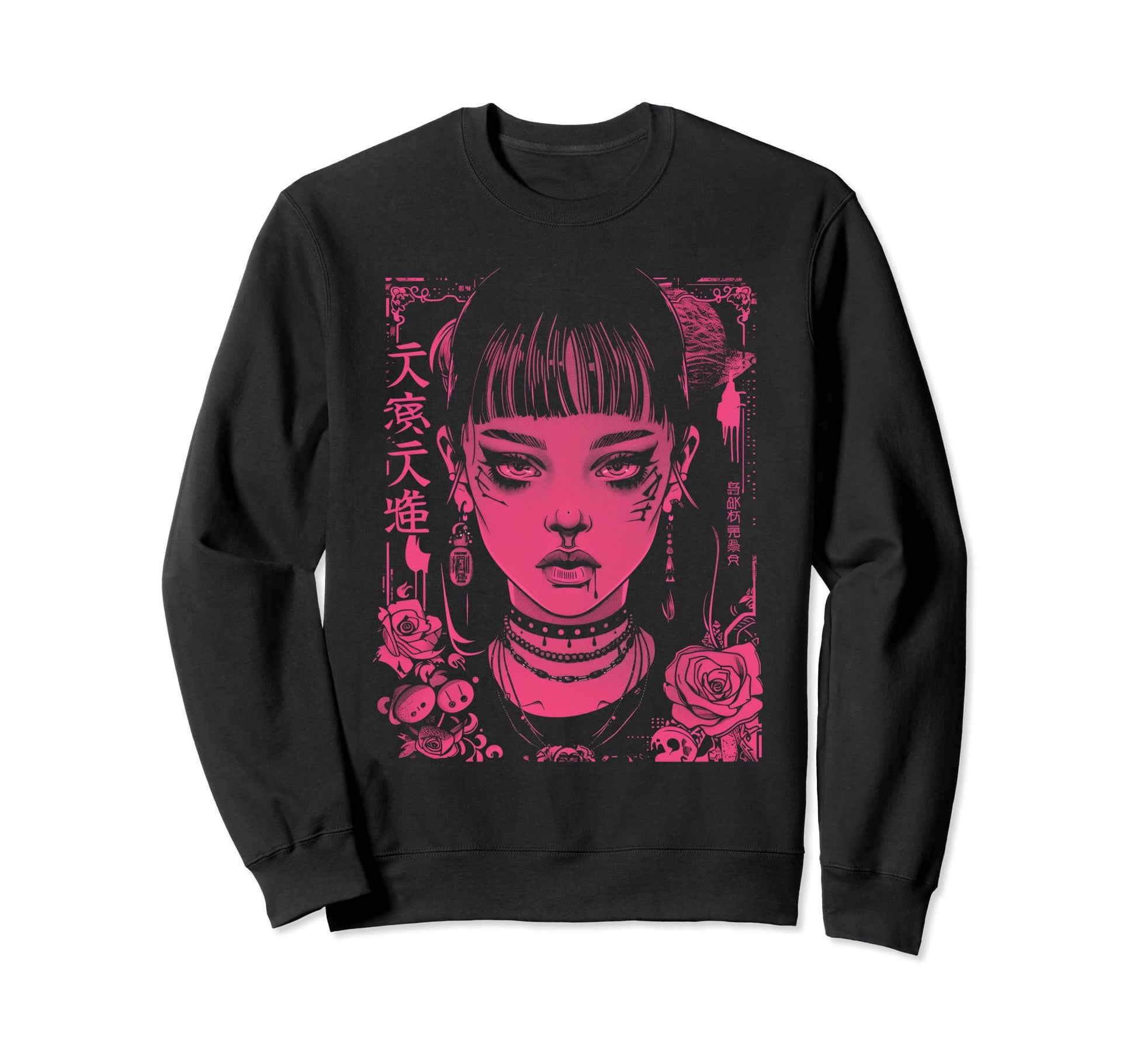 Goth Grunge Demon Anime Waifu Sweatshirt - Custom Art Print for Adults - T-Shirt, Sweatshirt, Hoodie