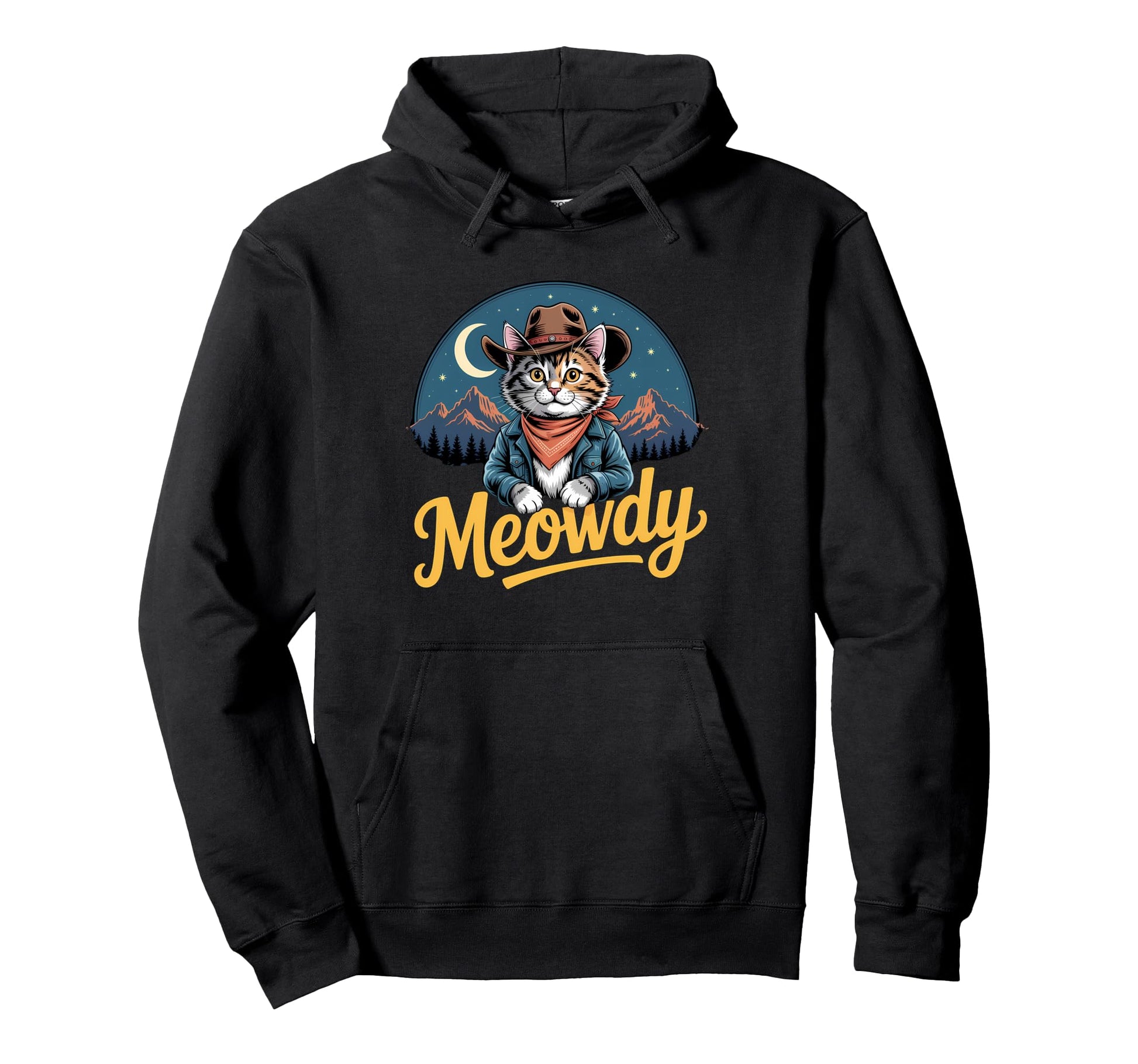 Meowdy Cat Western Country Funny Hoodie - Streetwear Style Men Women - T-Shirt, Sweatshirt, Hoodie