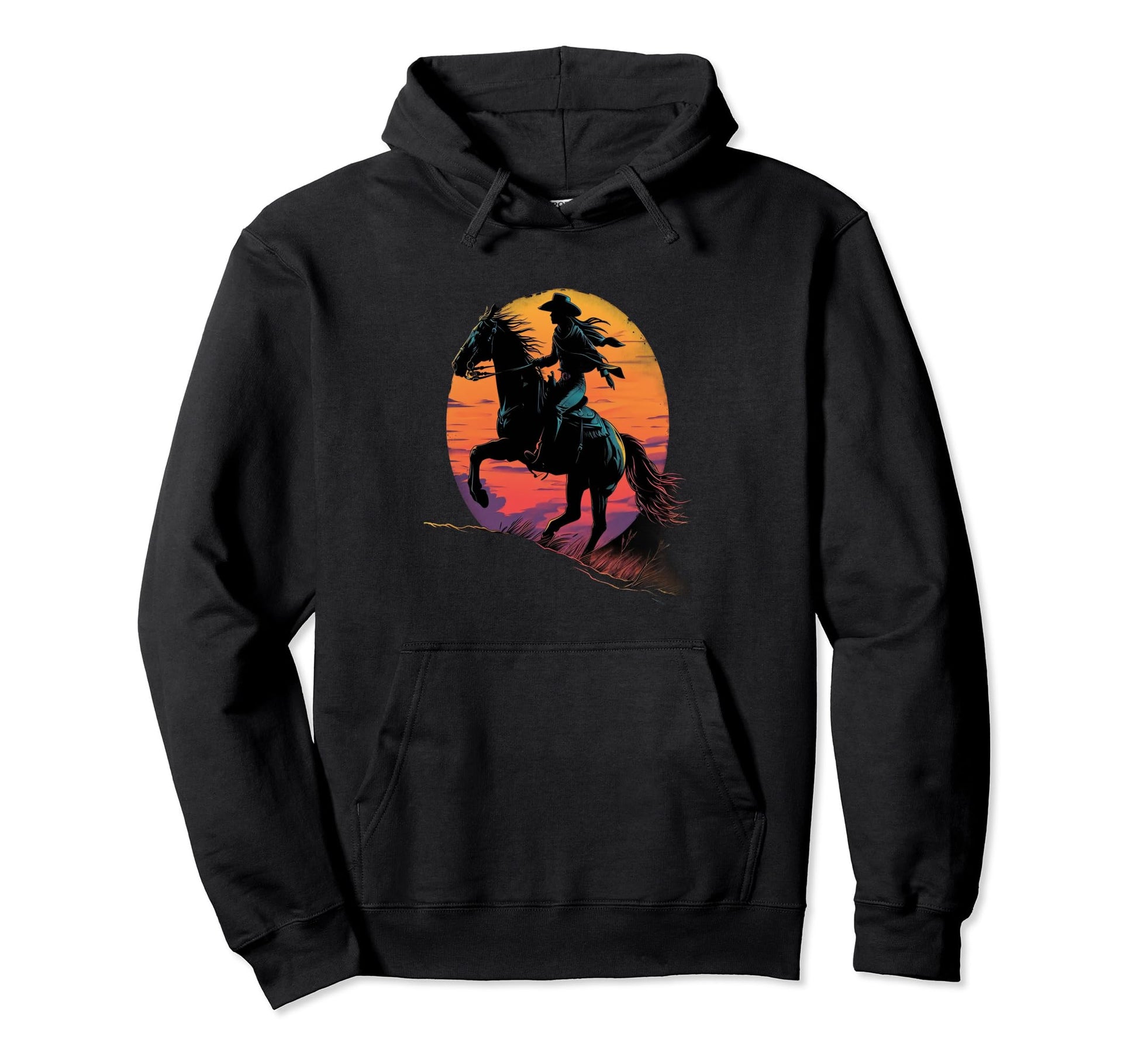 Horse Riding Rodeo Cowgirl Western Hoodie - Trendy Graphic Men Women - T-Shirt, Sweatshirt, Hoodie