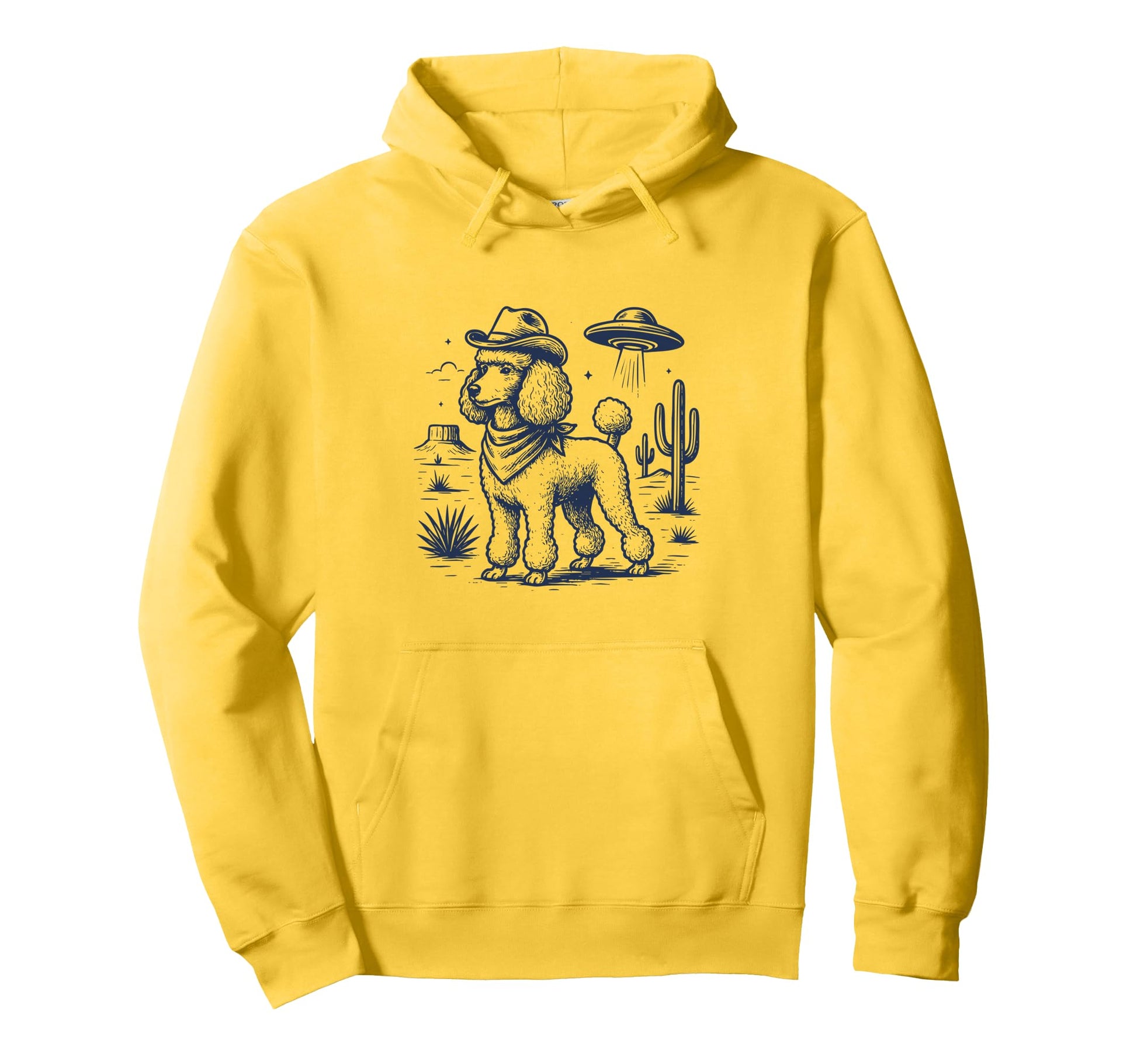 Poodle Dog Cowboy Ufo Hoodie - Novelty Apparel Unisex - T-Shirt, Sweatshirt, Hoodie