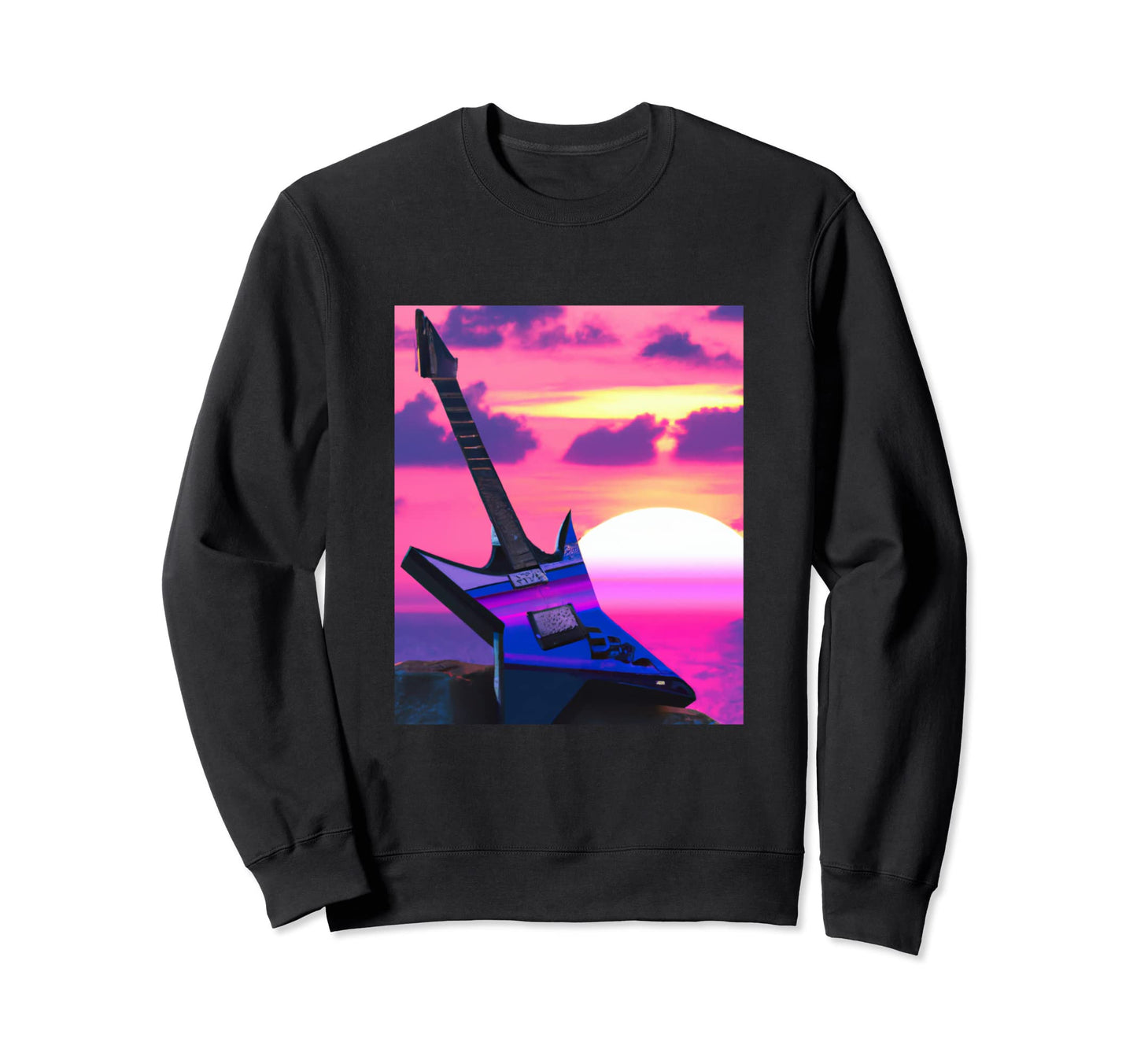 Vaporwave Guitar Synthwave Sweatshirt - Casual Everyday Wear Men Women - T-Shirt, Sweatshirt, Hoodie