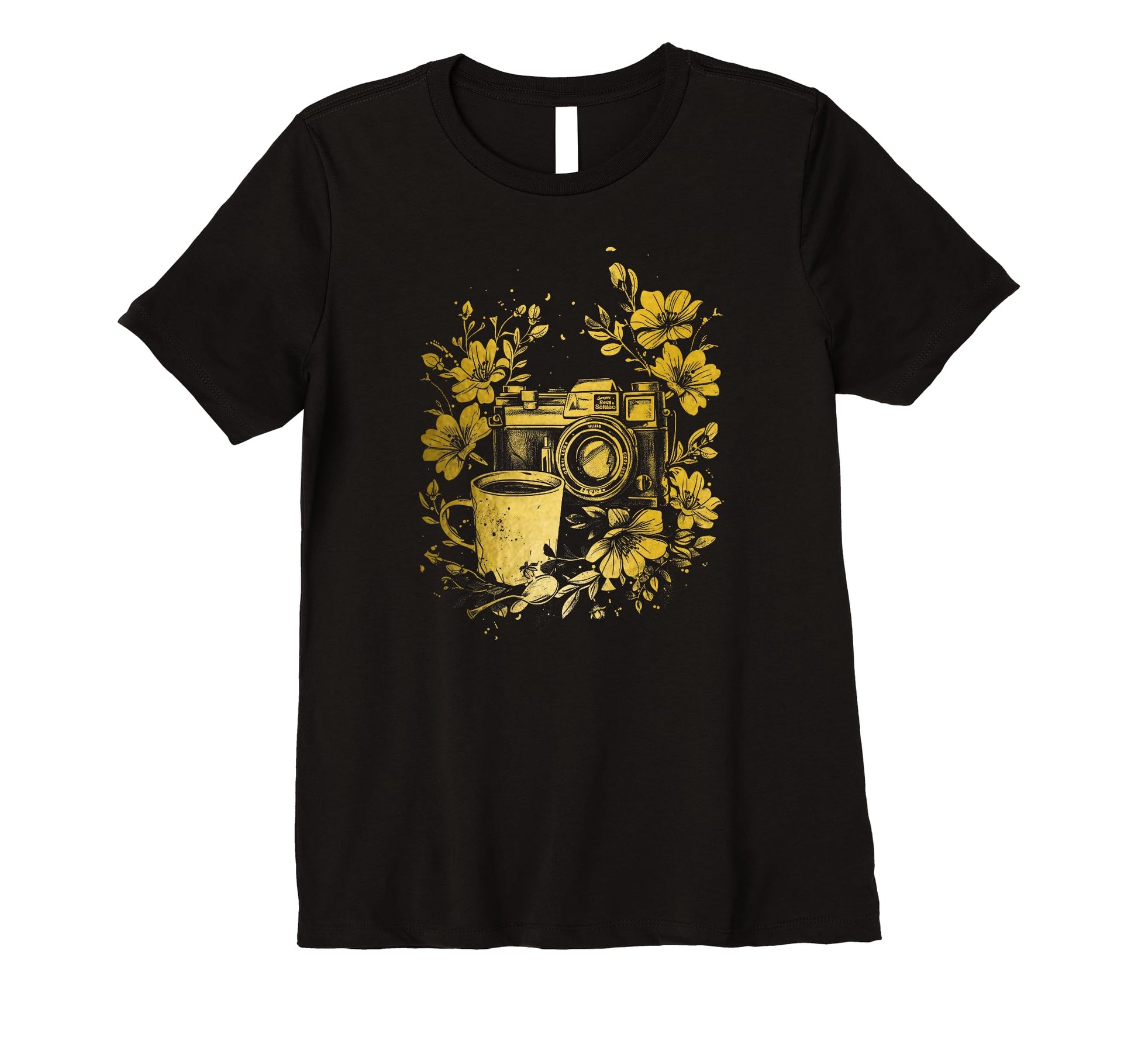 Womens Photographer Coffee Camera T-Shirt - Custom Art Print Men Women - T-Shirt, Sweatshirt, Hoodie