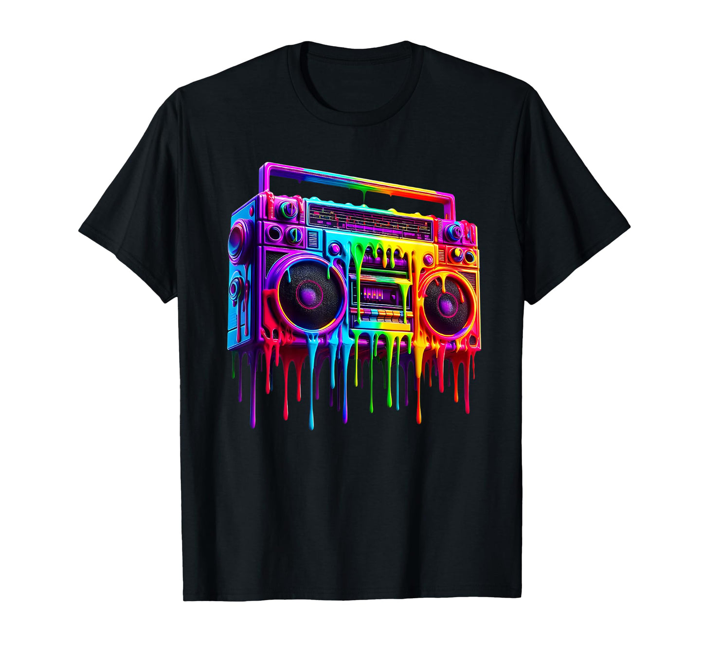 Dripping Paint Boombox Old School 80S T-Shirt - Novelty Apparel Unisex - T-Shirt, Sweatshirt, Hoodie