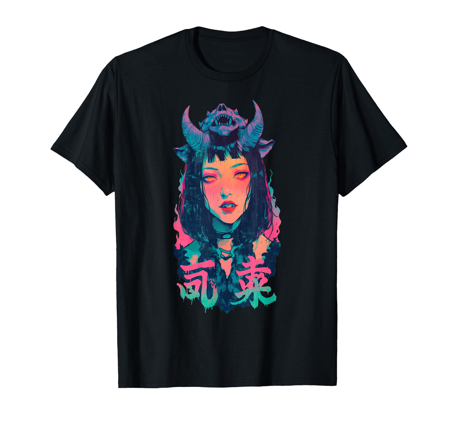 Goth Grunge Demon Anime Waifu Horror Alt T-Shirt - Minimalist Print Unisex - T-Shirt, Sweatshirt, Hoodie
