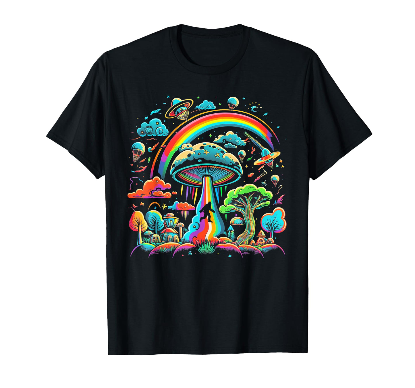 Ufo Funny Bigfoot Sasquatch 80S 70S T-Shirt - Minimalist Print for Adults - T-Shirt, Sweatshirt, Hoodie