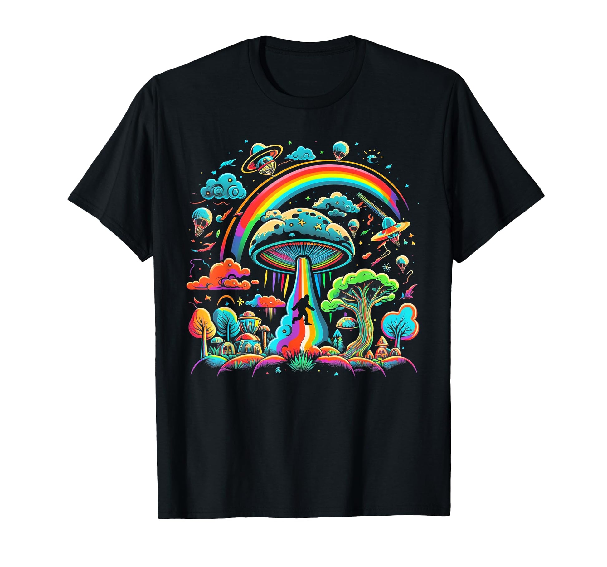 Ufo Funny Bigfoot Sasquatch 80S 70S T-Shirt - Minimalist Print for Adults - T-Shirt, Sweatshirt, Hoodie