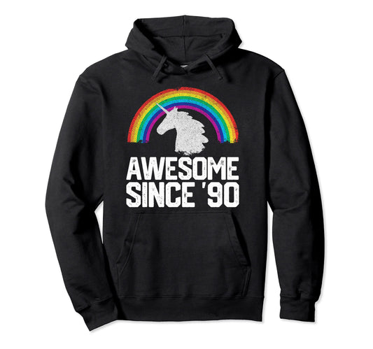 33Rd Birthday Gifts Awesome 1990 Rainbow Hoodie - Graphic Print Unisex - T-Shirt, Sweatshirt, Hoodie
