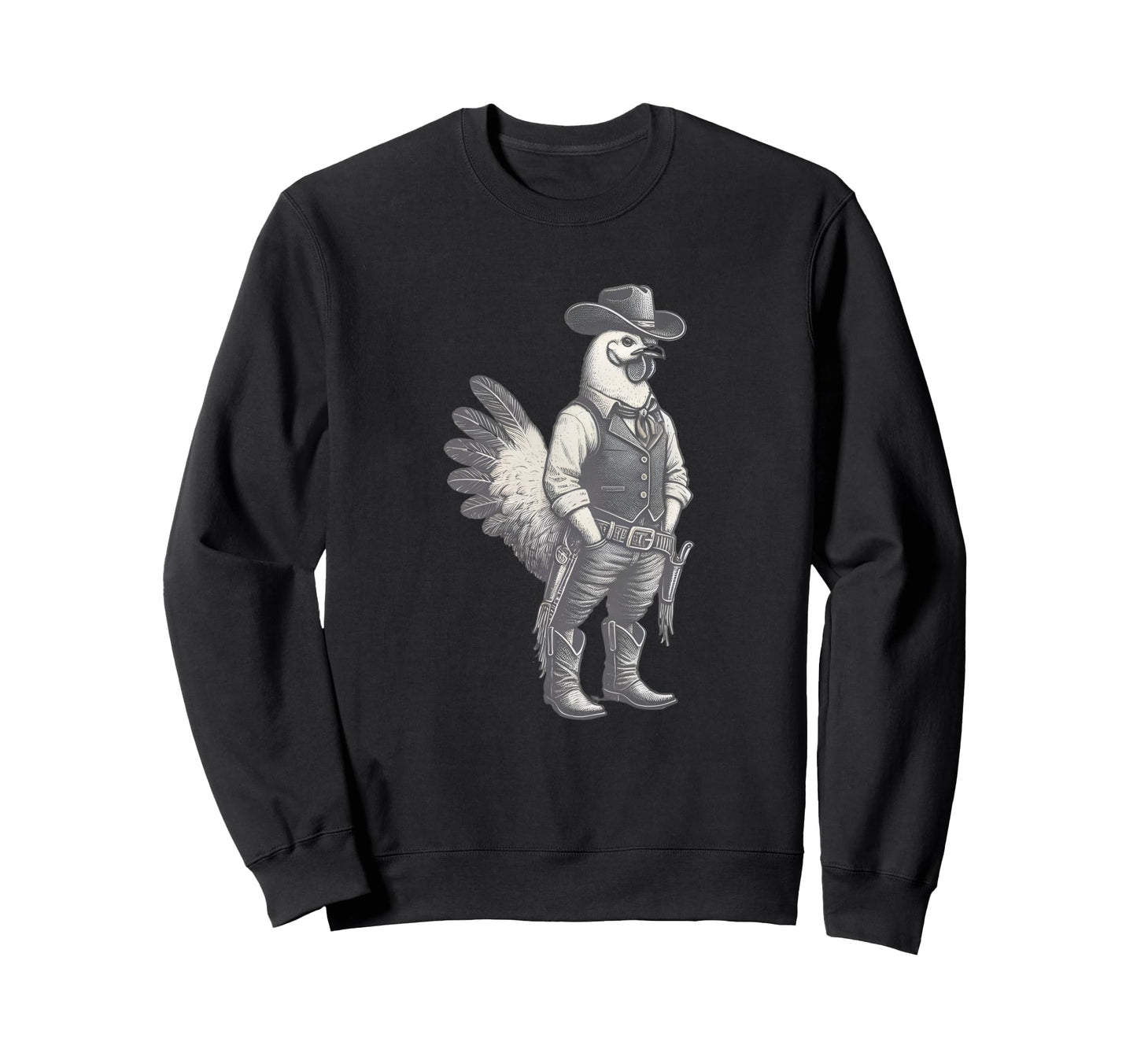 Rooster Cowboy Cowgirl Western Sweatshirt - Custom Art Print for Adults - T-Shirt, Sweatshirt, Hoodie
