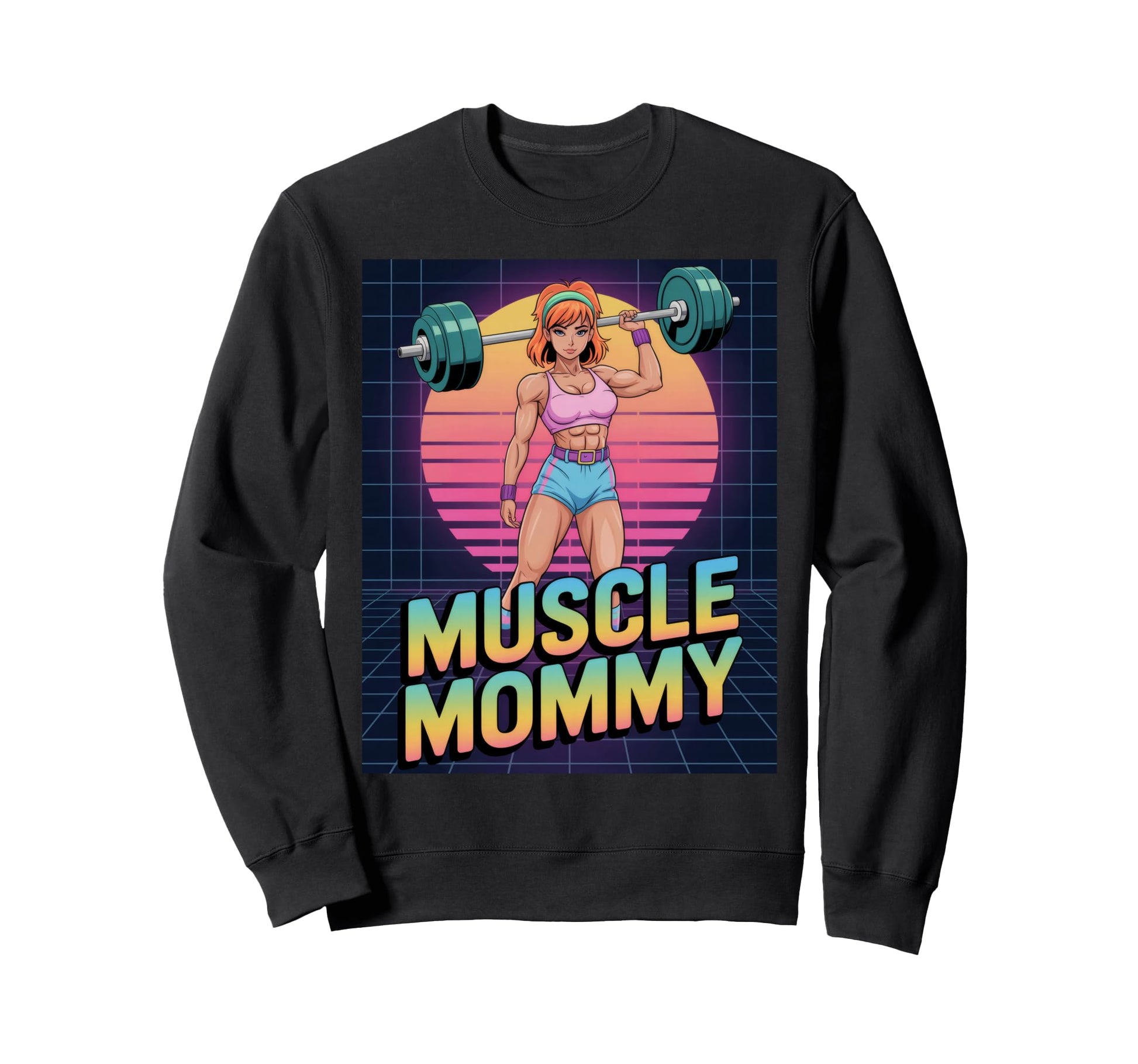 Anime Muscle Mommy Weightlifting Sweatshirt - Graphic Print Men Women - T-Shirt, Sweatshirt, Hoodie