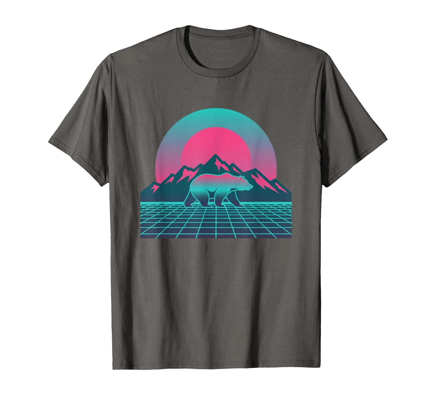 Bear Sunset Mountain Vaporwave Aesthetic T-Shirt - Novelty Apparel Unisex - T-Shirt, Sweatshirt, Hoodie