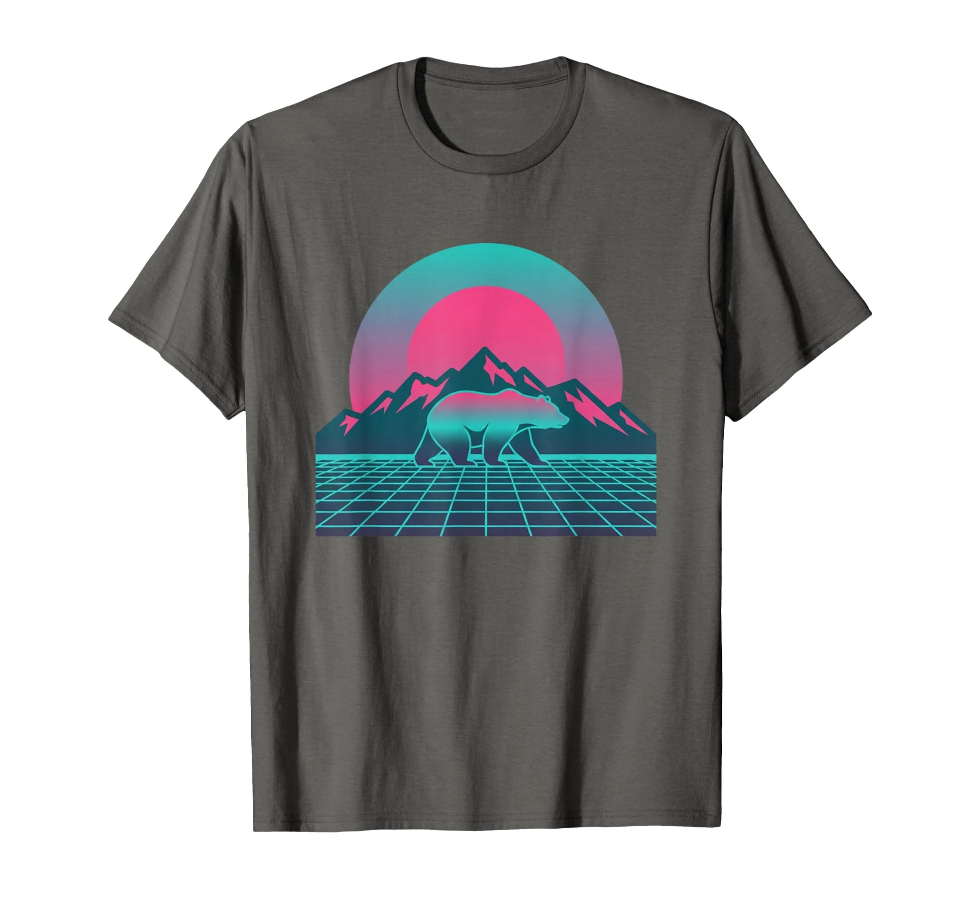 Bear Sunset Mountain Vaporwave Aesthetic T-Shirt - Novelty Apparel Unisex - T-Shirt, Sweatshirt, Hoodie