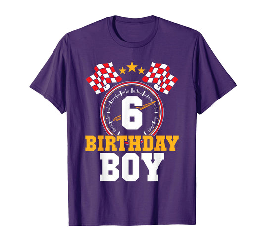 Birthday 6Th Race Car Party 6 Years Old T-Shirt - Custom Art Print Unisex - T-Shirt, Sweatshirt, Hoodie