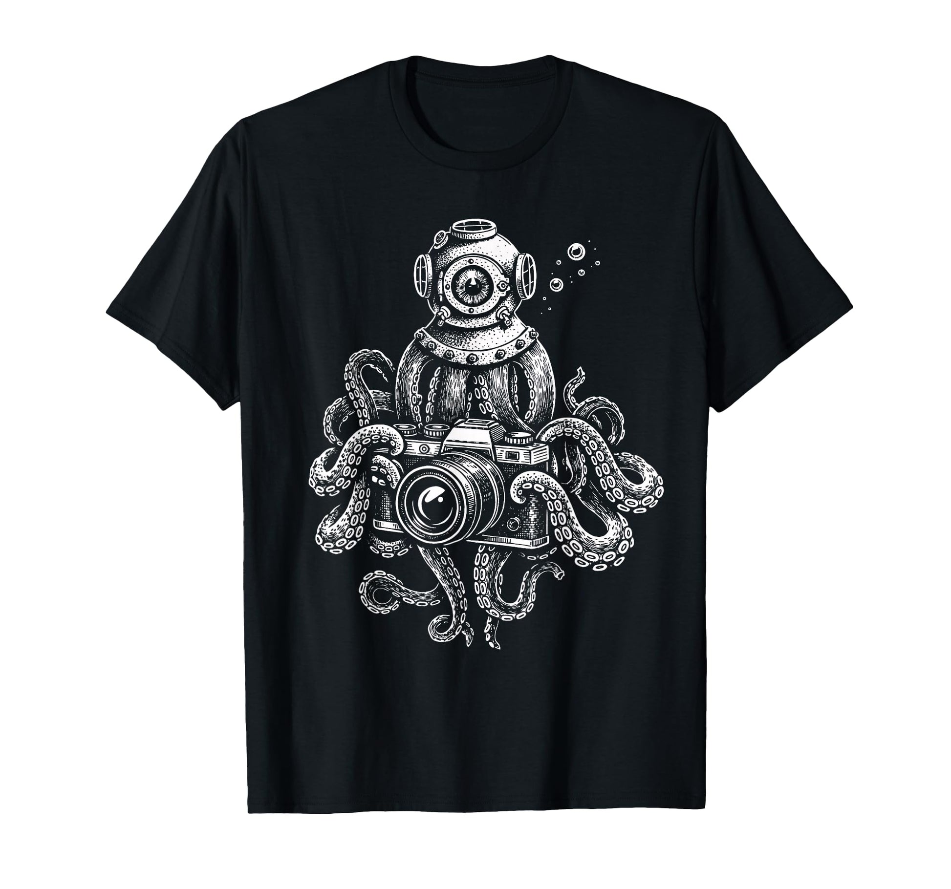 Octopus Camera Photographer Art T-Shirt - Casual Everyday Wear for Adults - T-Shirt, Sweatshirt, Hoodie