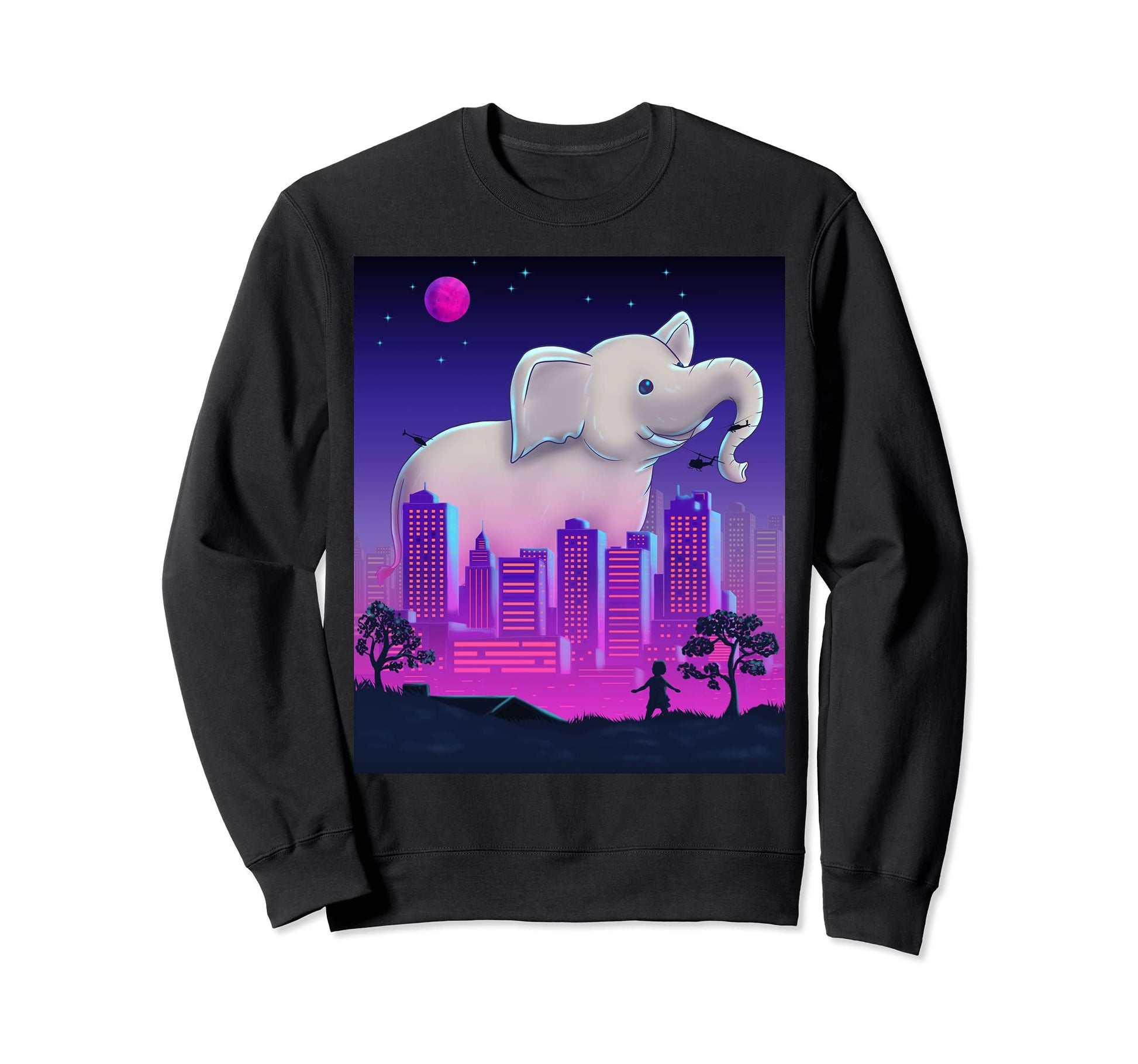 Giant Elephant Vaporwave Sweatshirt - Minimalist Print for Adults - T-Shirt, Sweatshirt, Hoodie