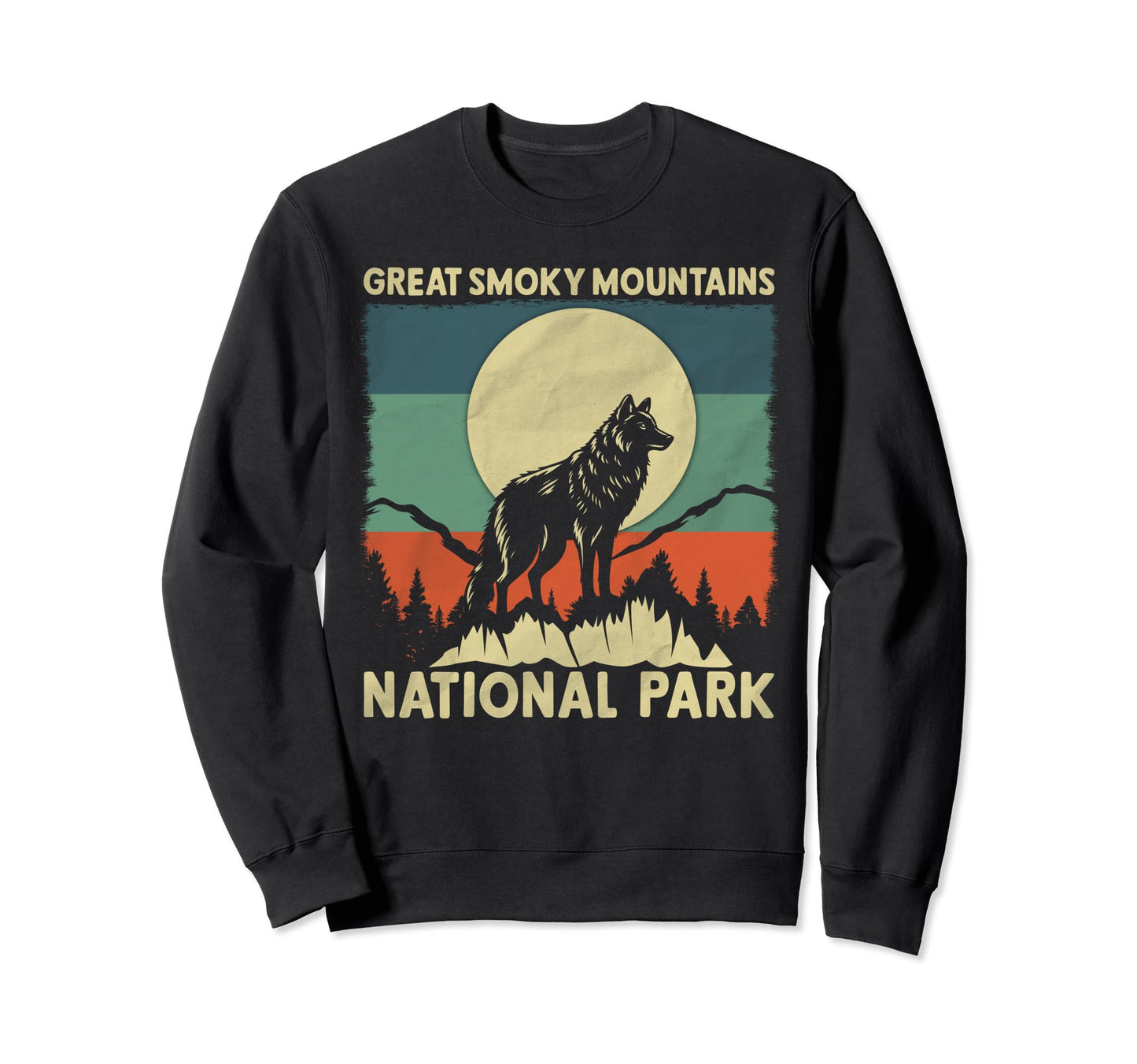 Wolf Great Smoky Mountains National Sweatshirt - Graphic Print for Adults - T-Shirt, Sweatshirt, Hoodie