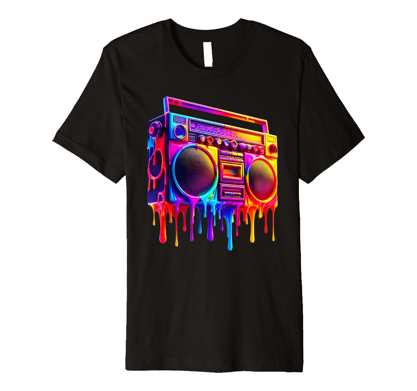 Dripping Paint Boombox Old School 80S T-Shirt - Trendy Graphic for Adults - T-Shirt, Sweatshirt, Hoodie