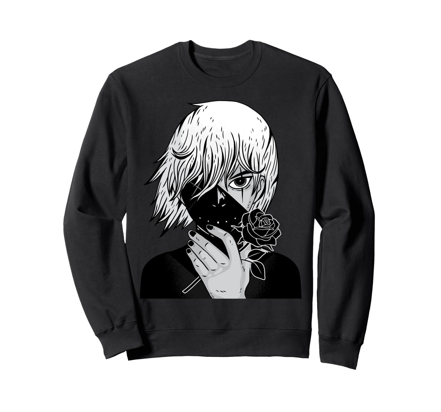 Alt Aesthetic Black Roses Manga Sweatshirt - Unique Graphic for Adults - T-Shirt, Sweatshirt, Hoodie